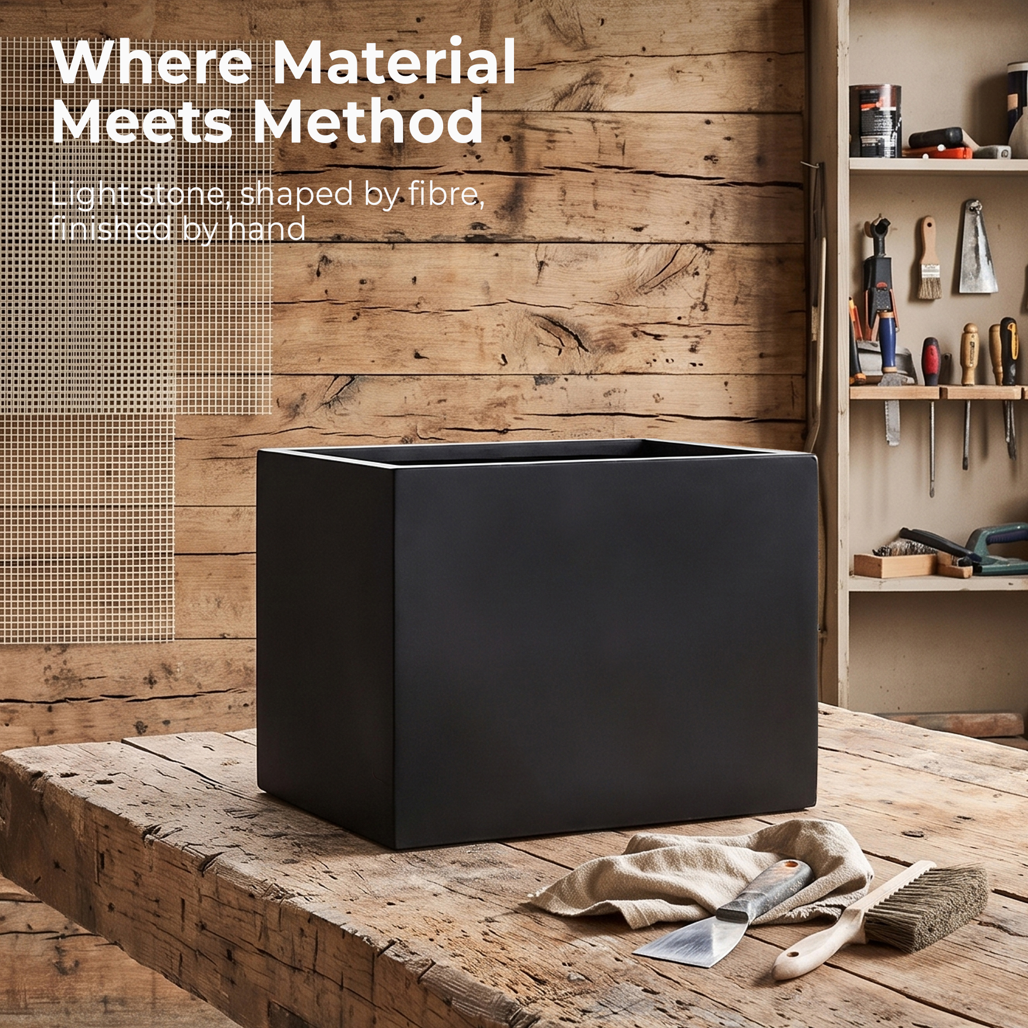 IDEALIST Lite Contemporary Light Concrete Trough Planter