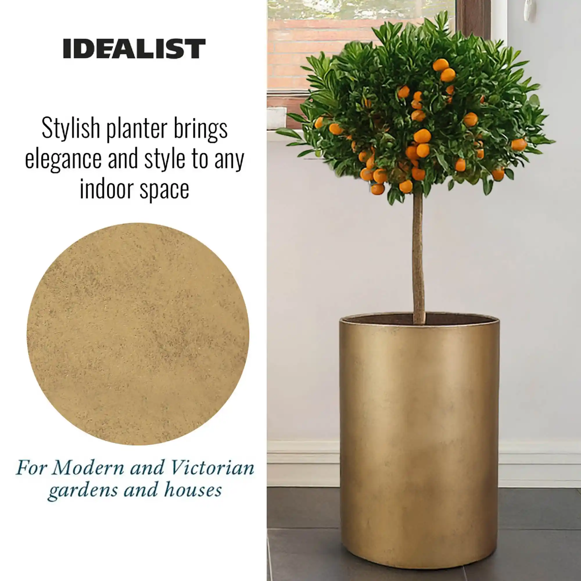 IDEALIST Lite Tall Round Metallic Indoor Planter