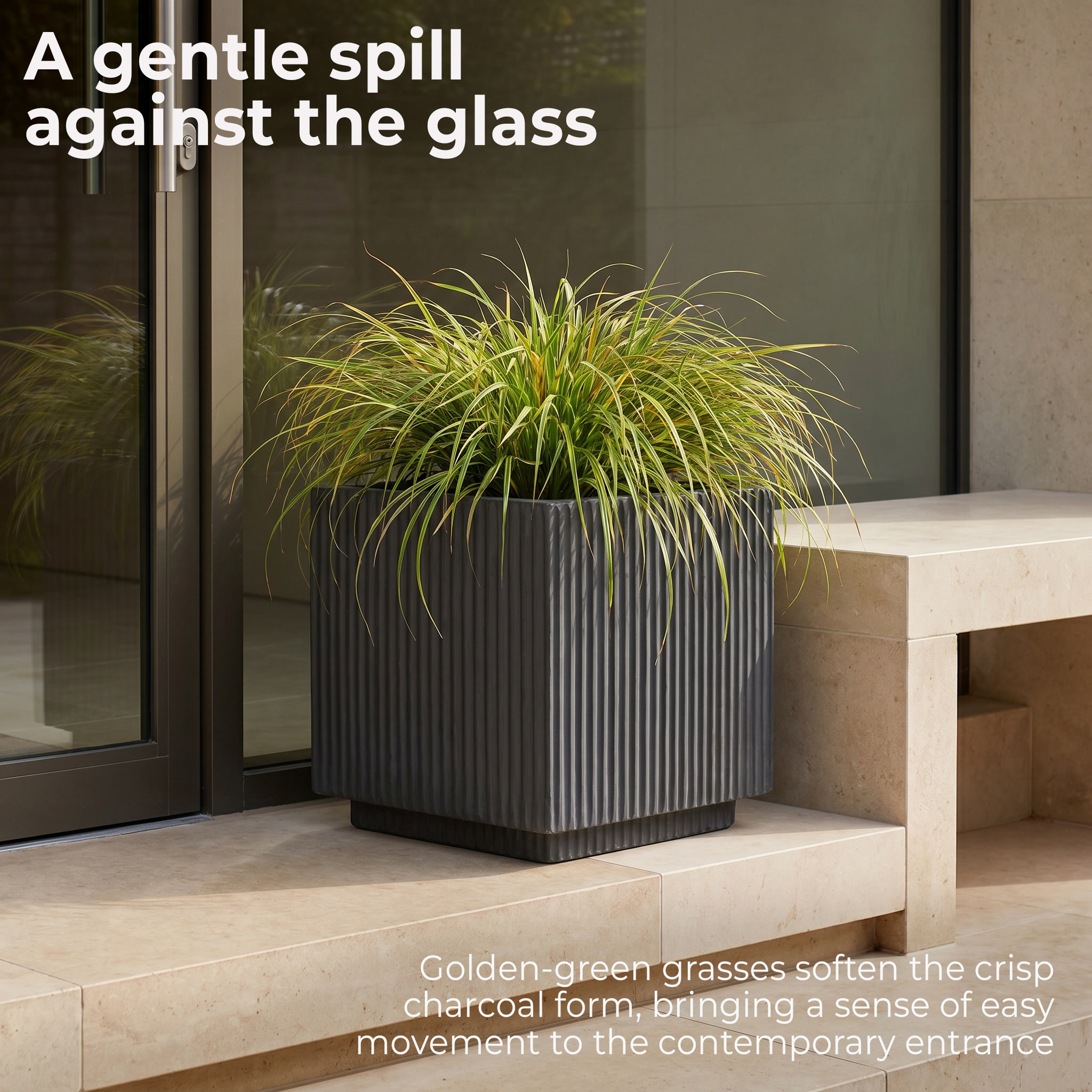 IDEALIST Lite Vertical Ribbed Square Effect Outdoor Planter