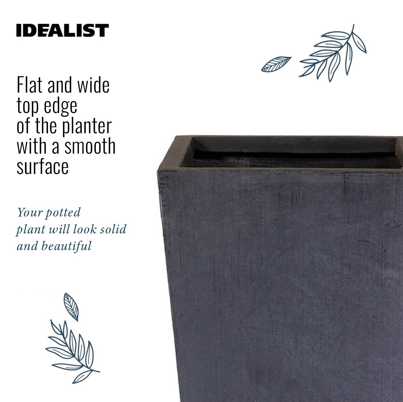 IDEALIST Lite Tall Tapered Contemporary Light Concrete Planter