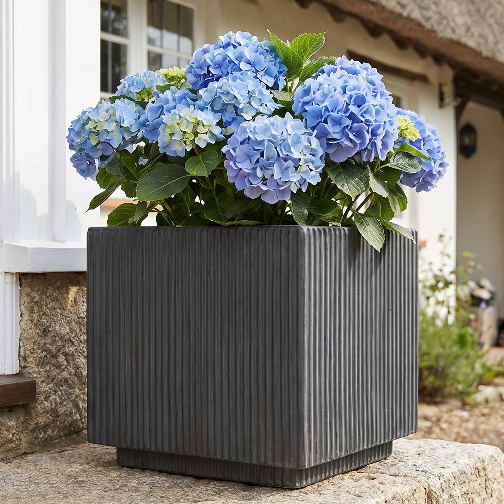 IDEALIST Lite Vertical Ribbed Square Effect Outdoor Planter