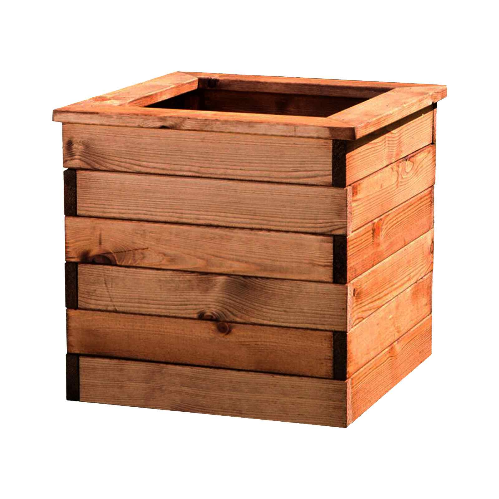Rustic Scandinavian Redwood Medium Brown Square Wooden Planter from Get Potted