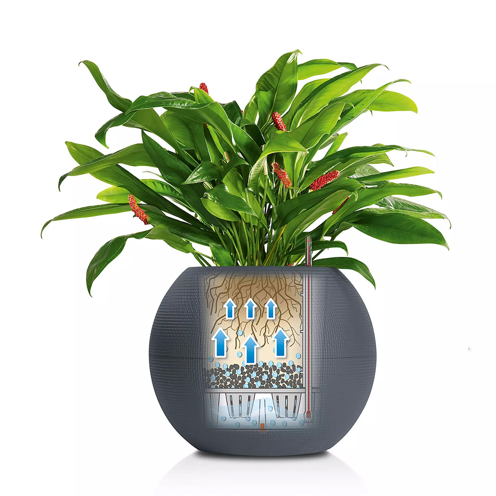 LECHUZA PURO Color Round Poly Resin Self-watering Planter