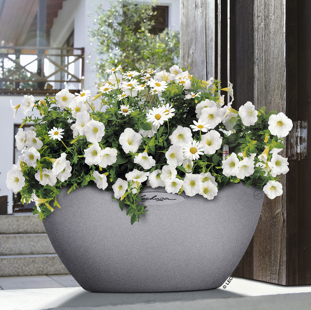 LECHUZA CUBETO COLOR Round Stone Look Poly Resin Self-watering Planter