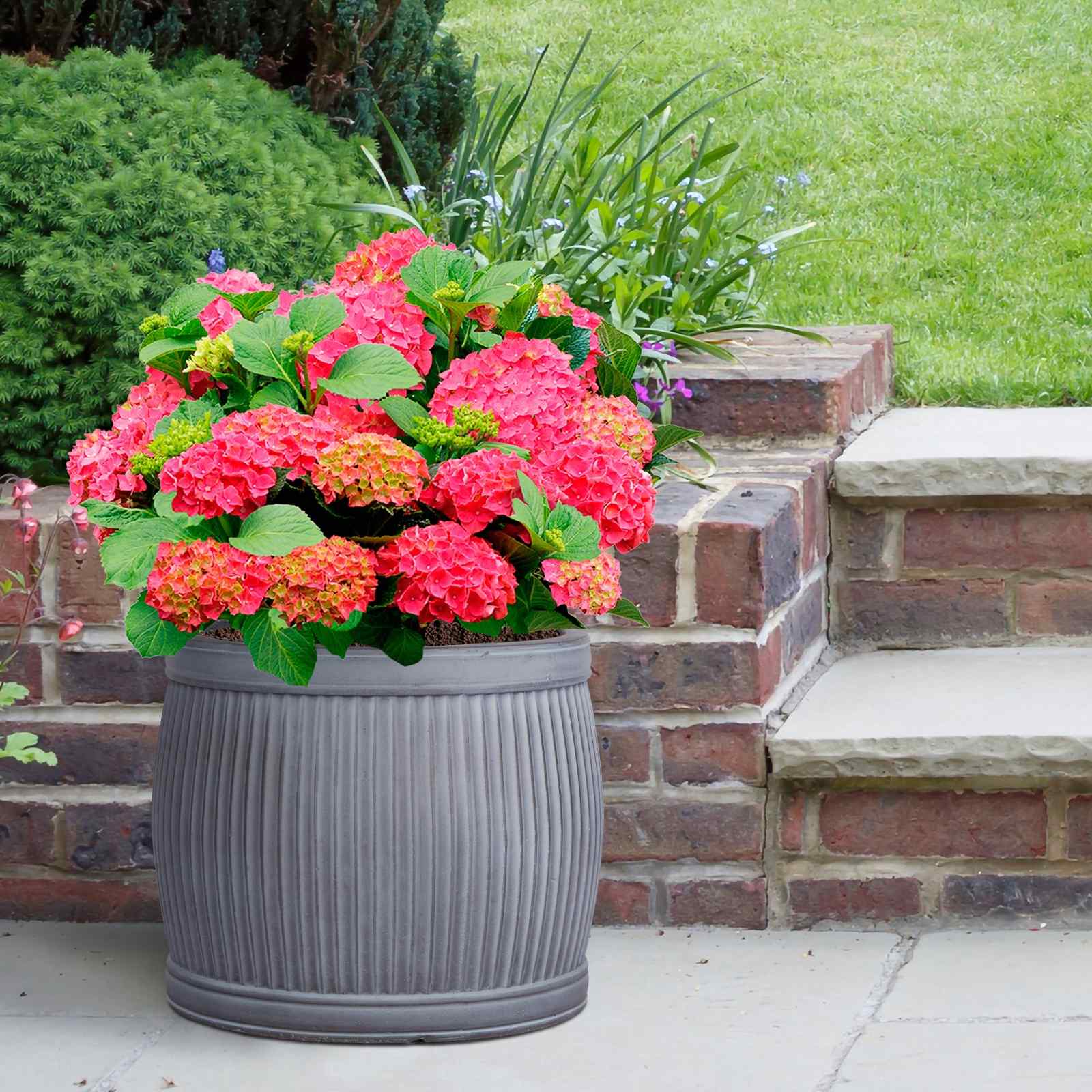 IDEALIST Lite Vertical Ribbed Vintage Style Barrel Round Planter
