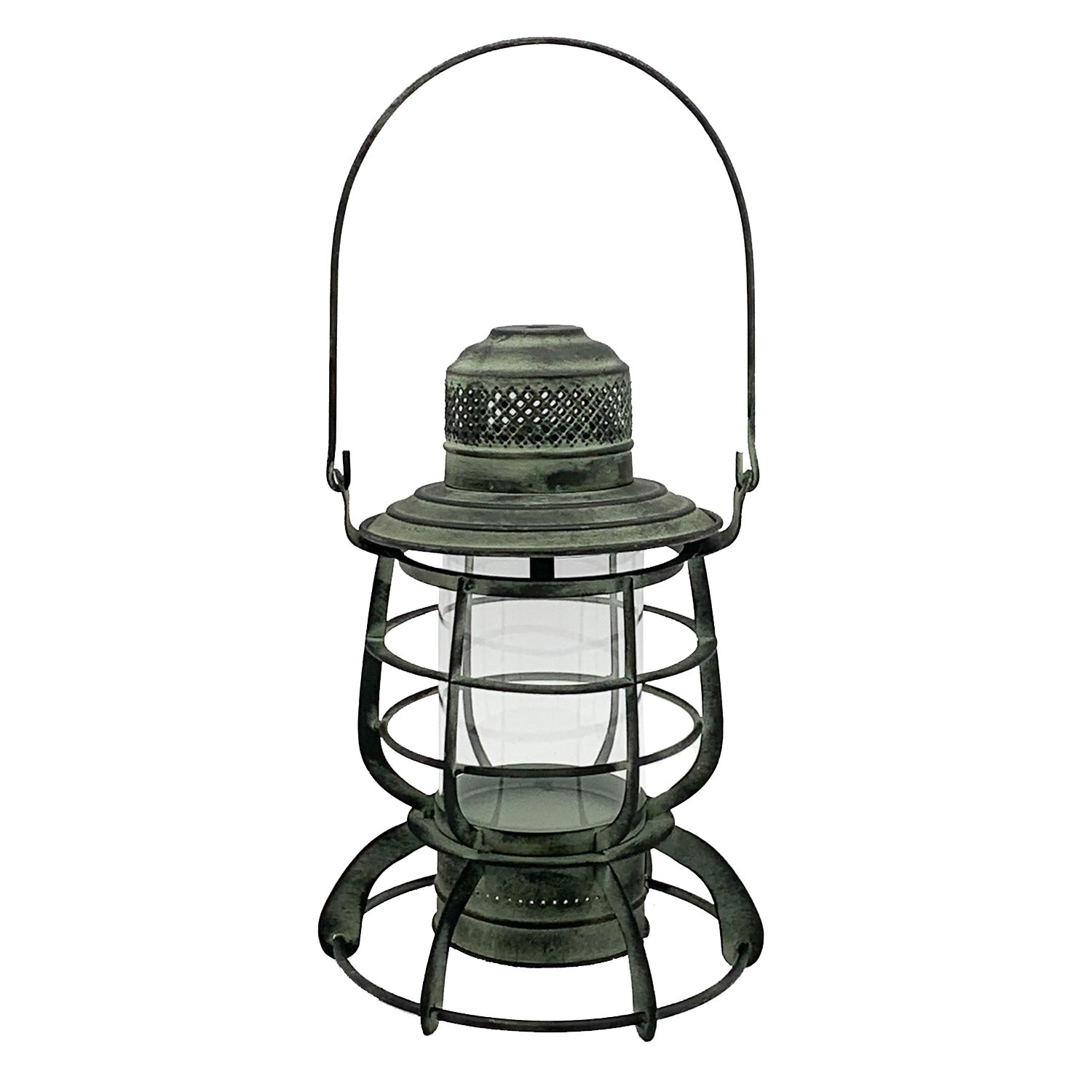 Round Metal Lattice Garden Dark Silver Lantern by Minster