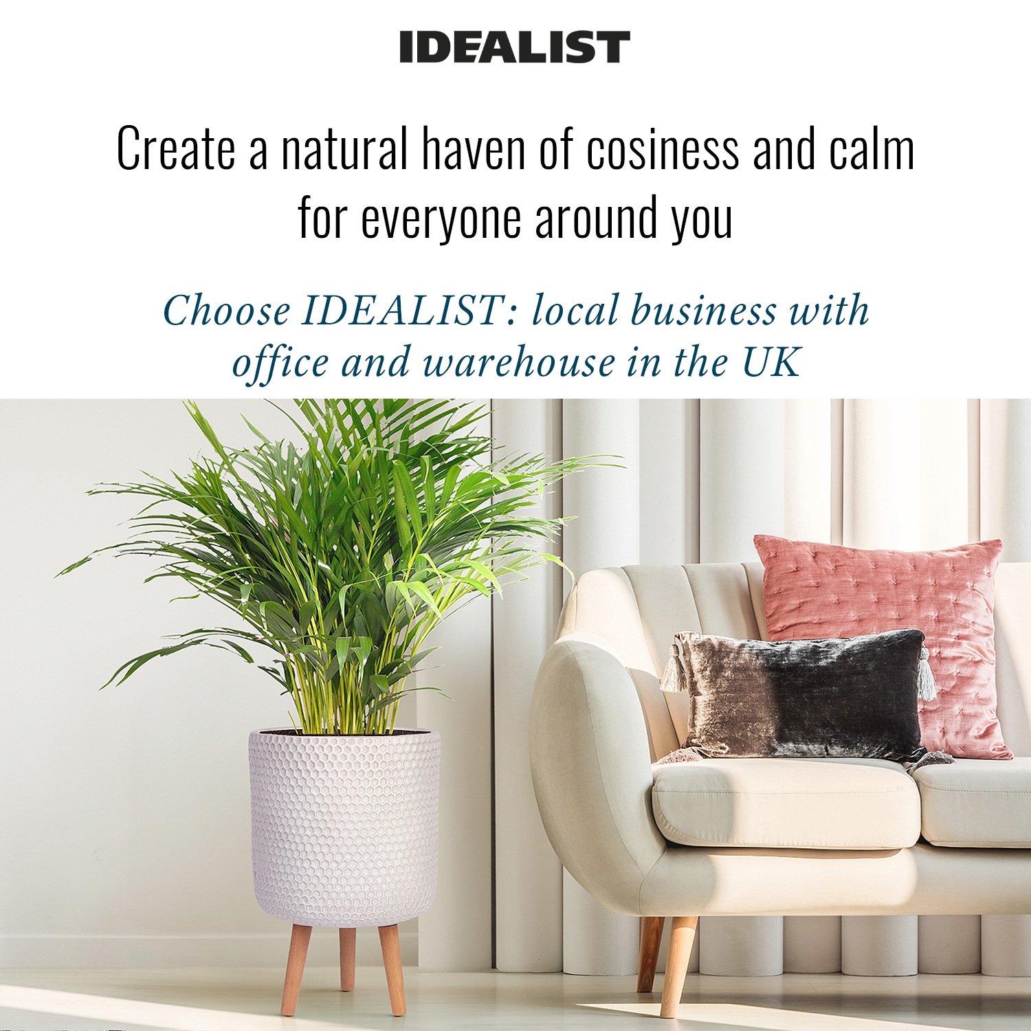 IDEALIST Lite Honeycomb Style Cylinder Planter on Legs, Round Pot Plant Stand Indoor