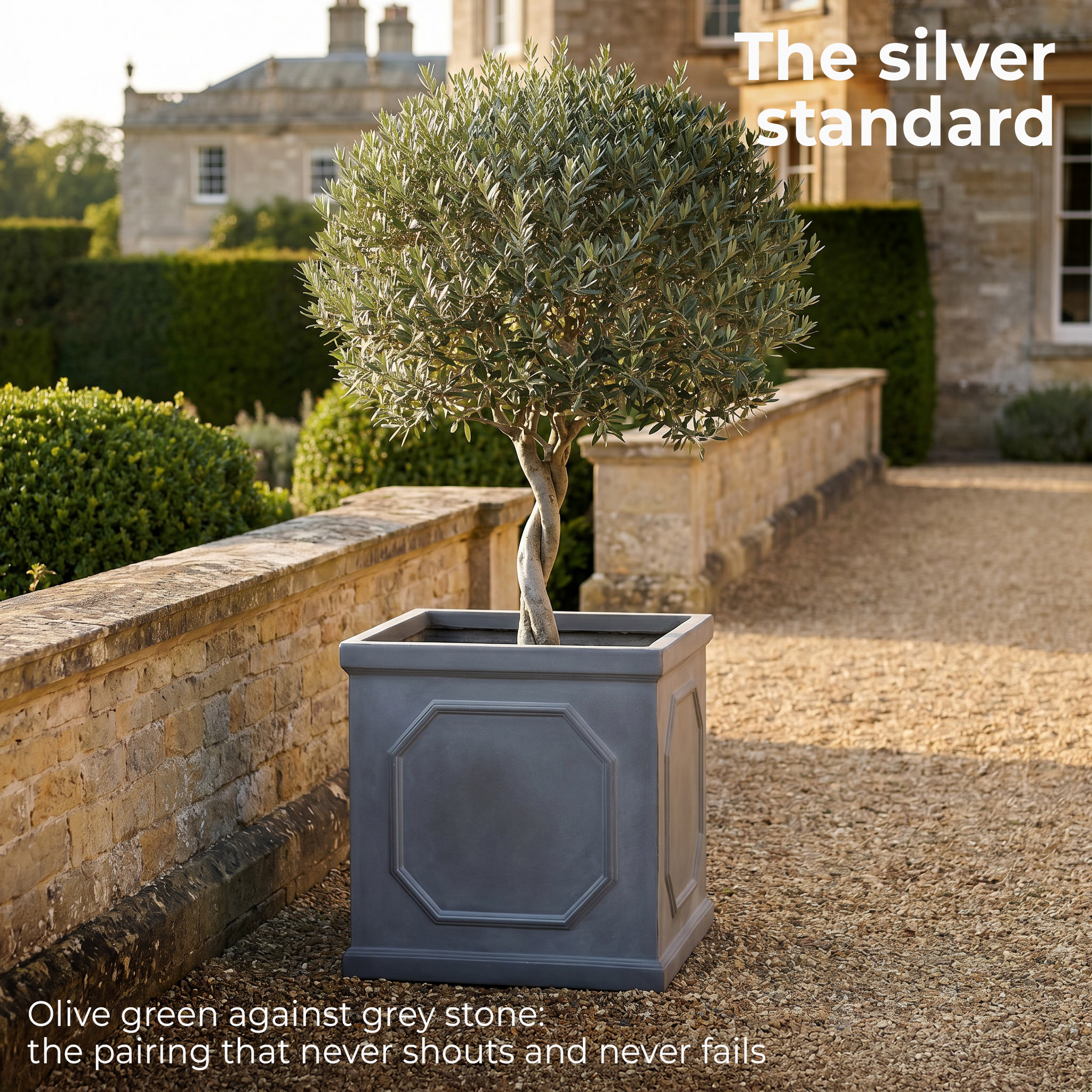 IDEALIST Lite Faux Lead Chelsea Box Square Light Concrete Planter