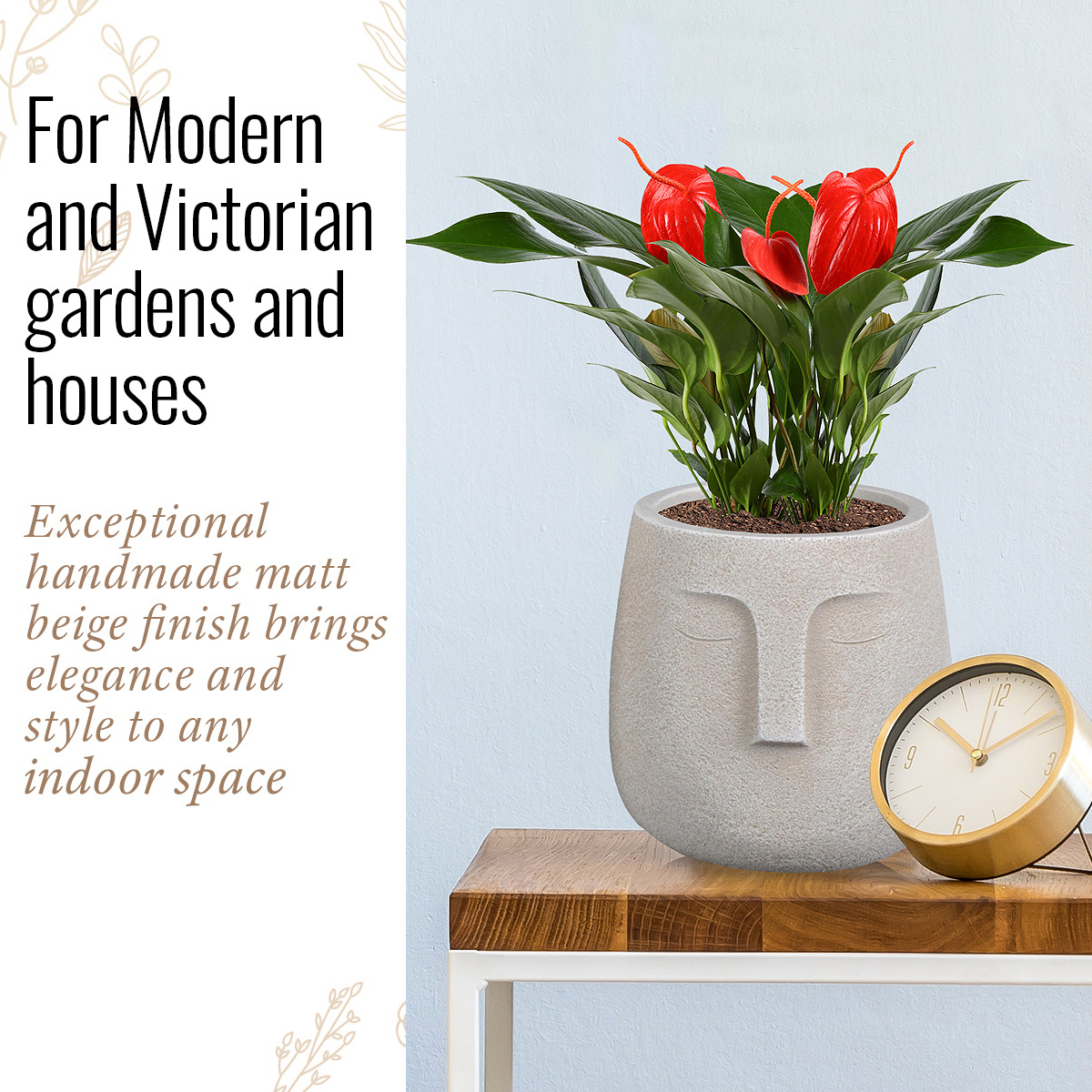 IDEALIST Lite Textured Concrete Effect Oval Indoor Face Pot