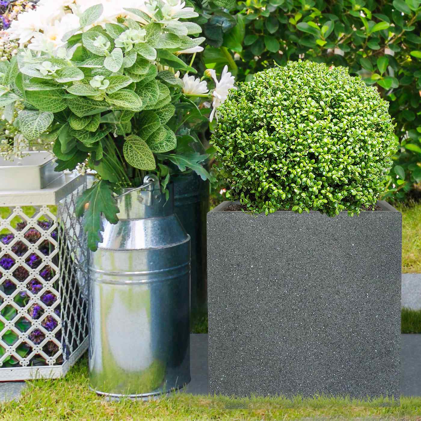 IDEALIST Lite Textured Concrete Effect Square Outdoor Planter