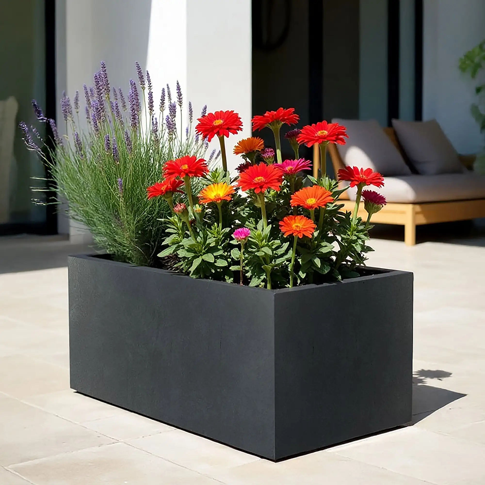 IDEALIST Lite Contemporary Light Concrete Trough Planter