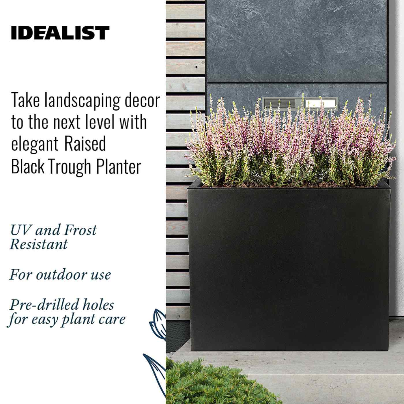 IDEALIST Lite Contemporary Light Concrete Trough Planter