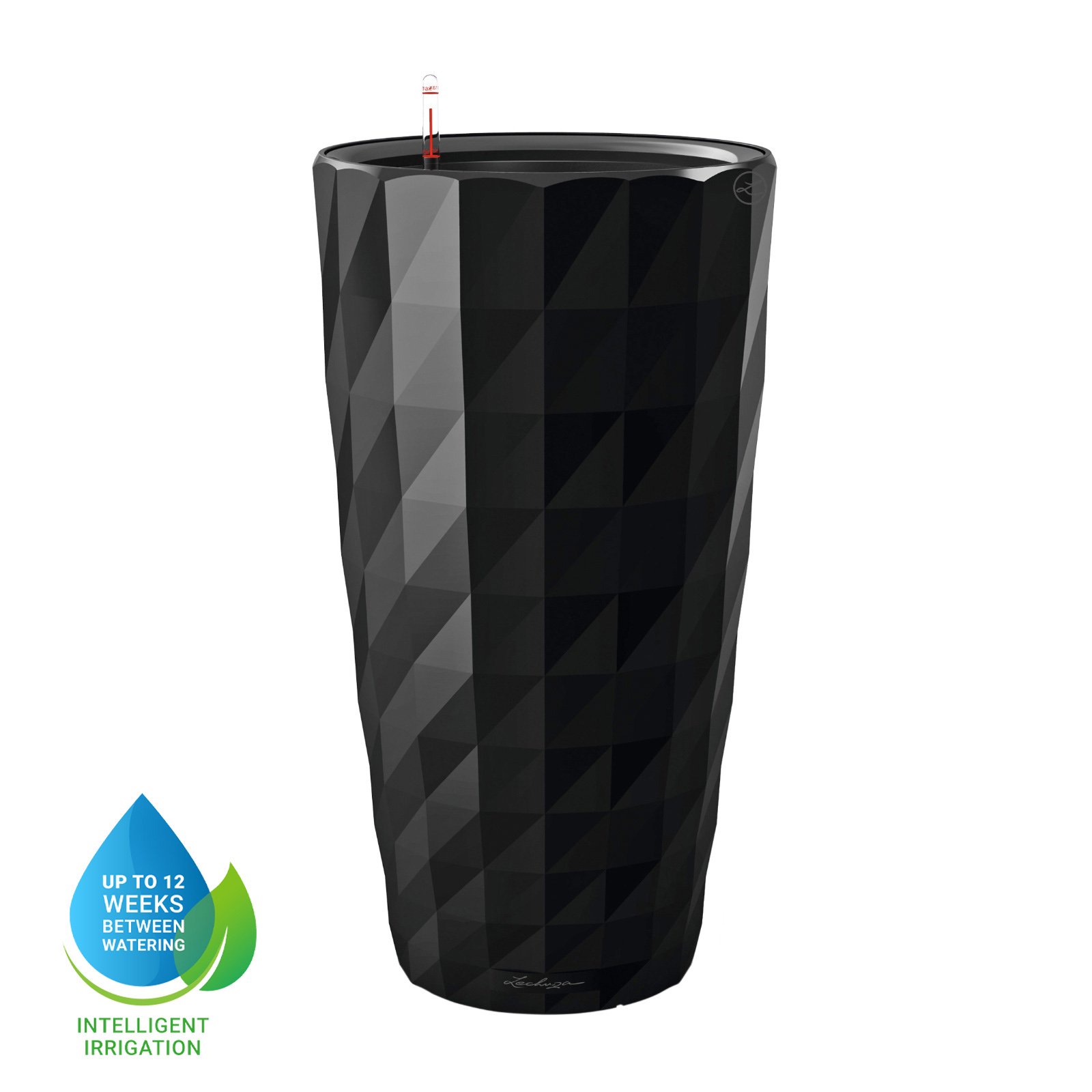 LECHUZA DIAMANTE Premium Glossy Round Tall Poly Resin Self-watering Planter