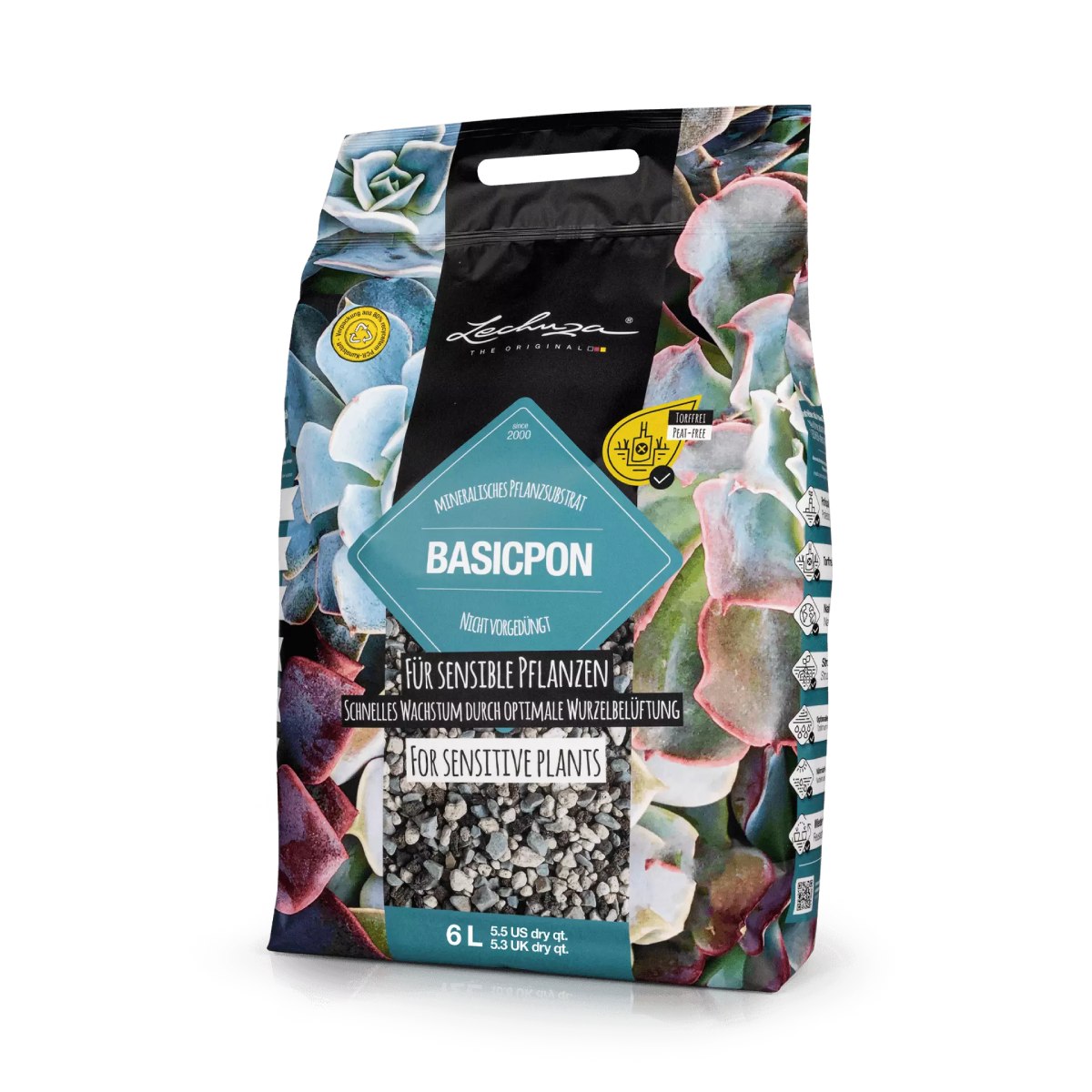 LECHUZA BASICPON Peat-Free Houseplant Potting Mix for Indoor Plants Fertilizer-free Potting Compost