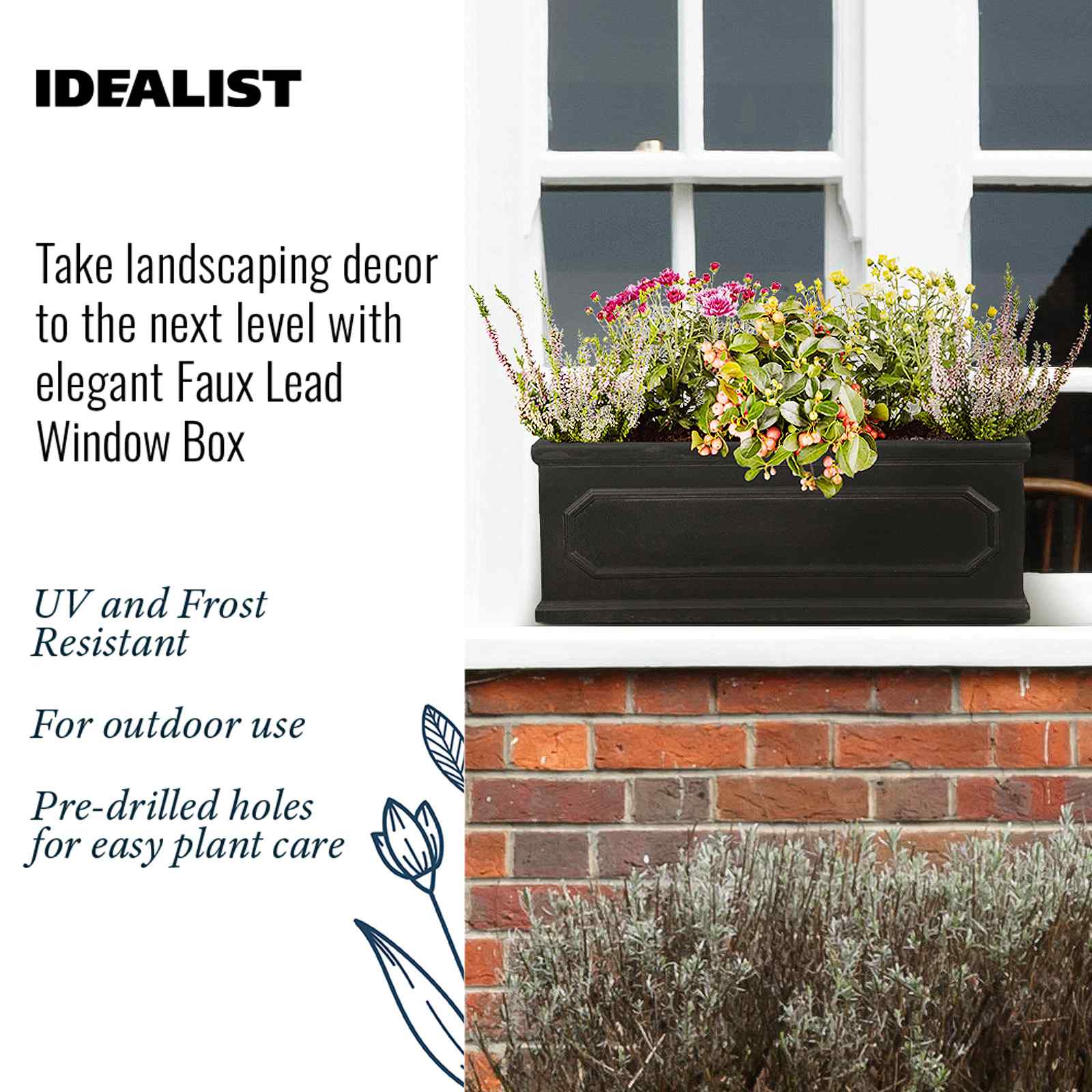 IDEALIST Lite Faux Lead Chelsea Light Concrete Through Planter