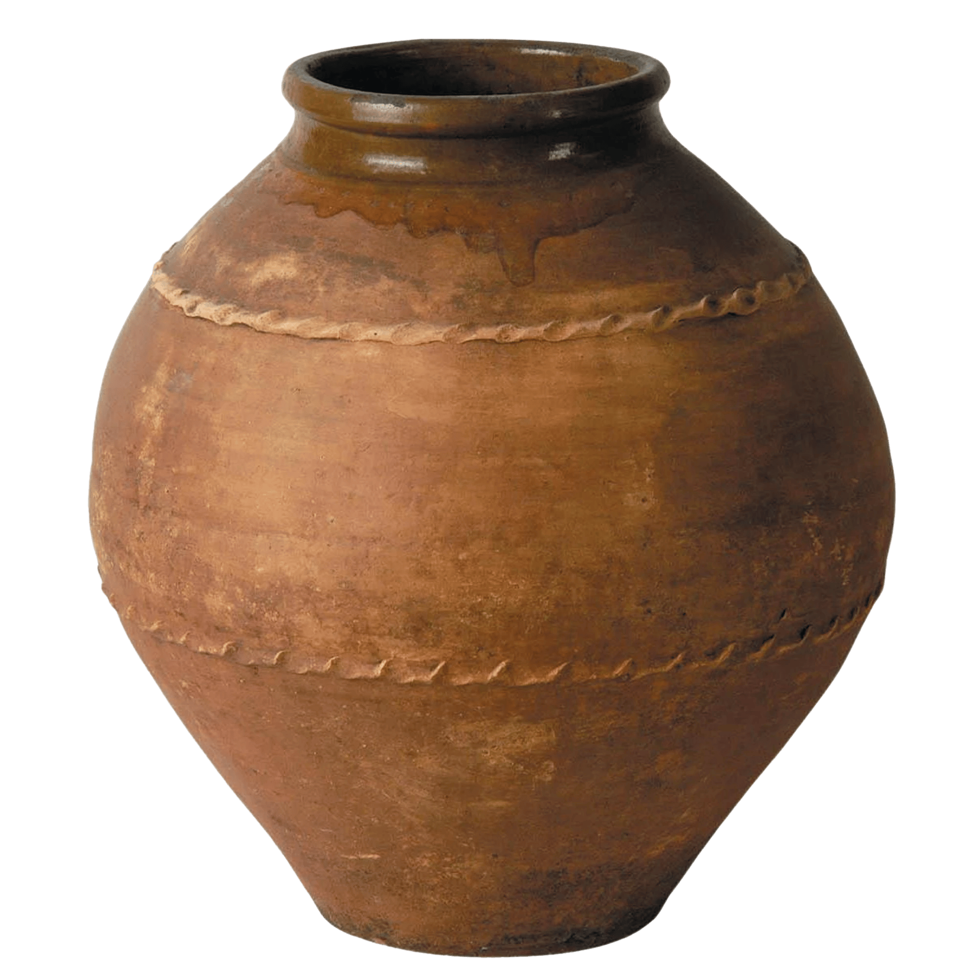 Mediterranean Fiberglass Round Tall Terracotta Planter Pot In/Out
