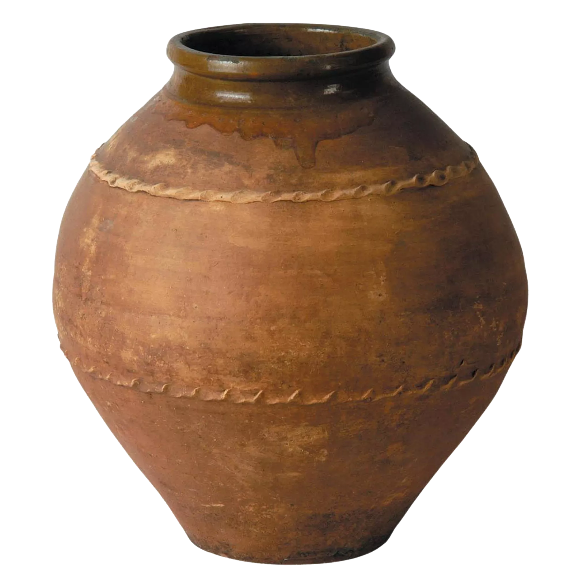 Mediterranean Fiberglass Round Tall Terracotta Planter Pot In/Out