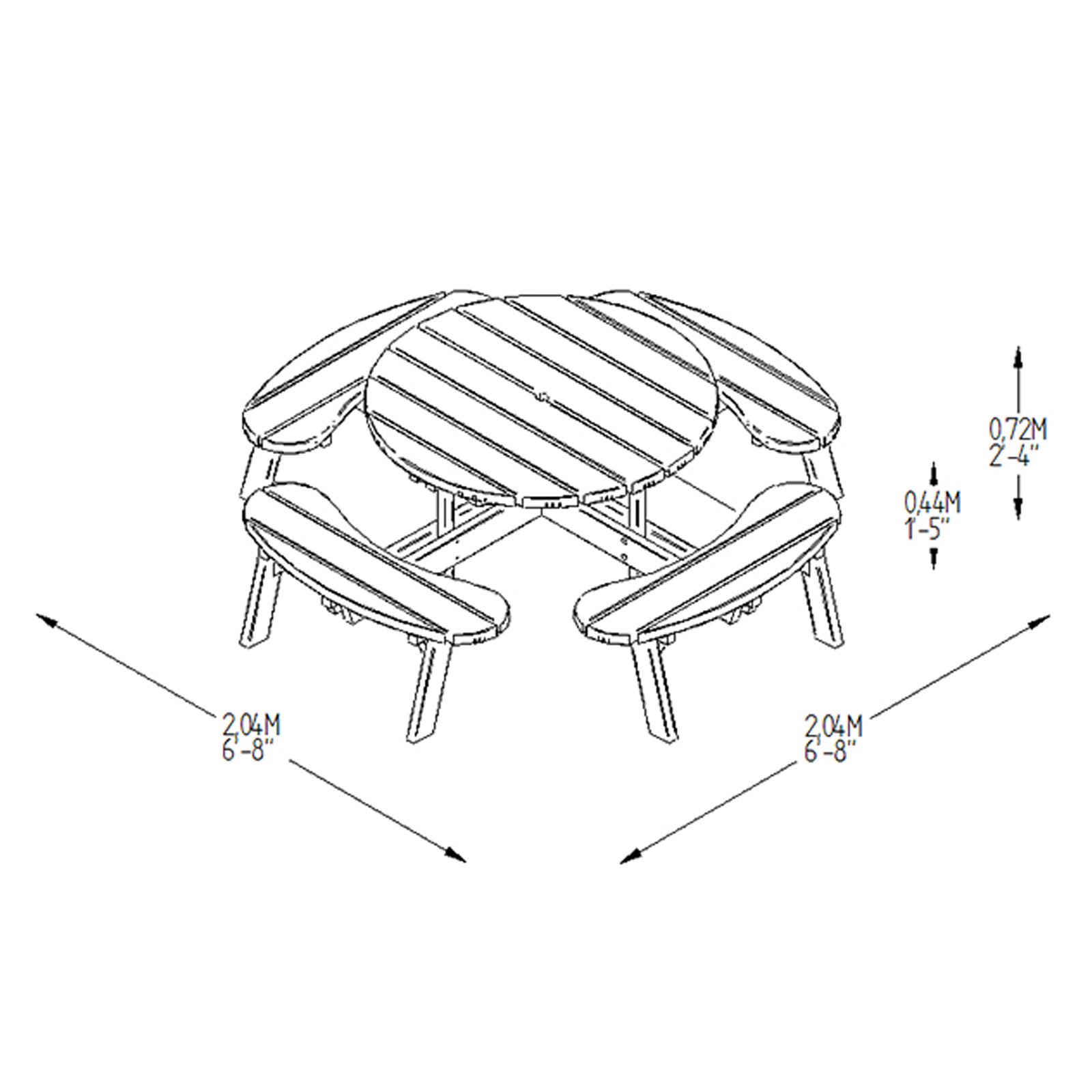 Outdoor Wooden Round Picnic Table by Forest Garden