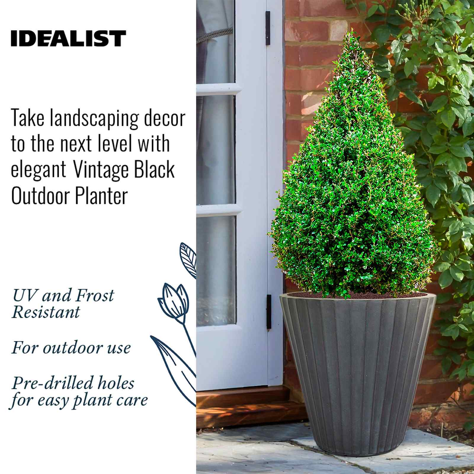IDEALIST Lite Vintage Ribbed Round Vase Outdoor Planter
