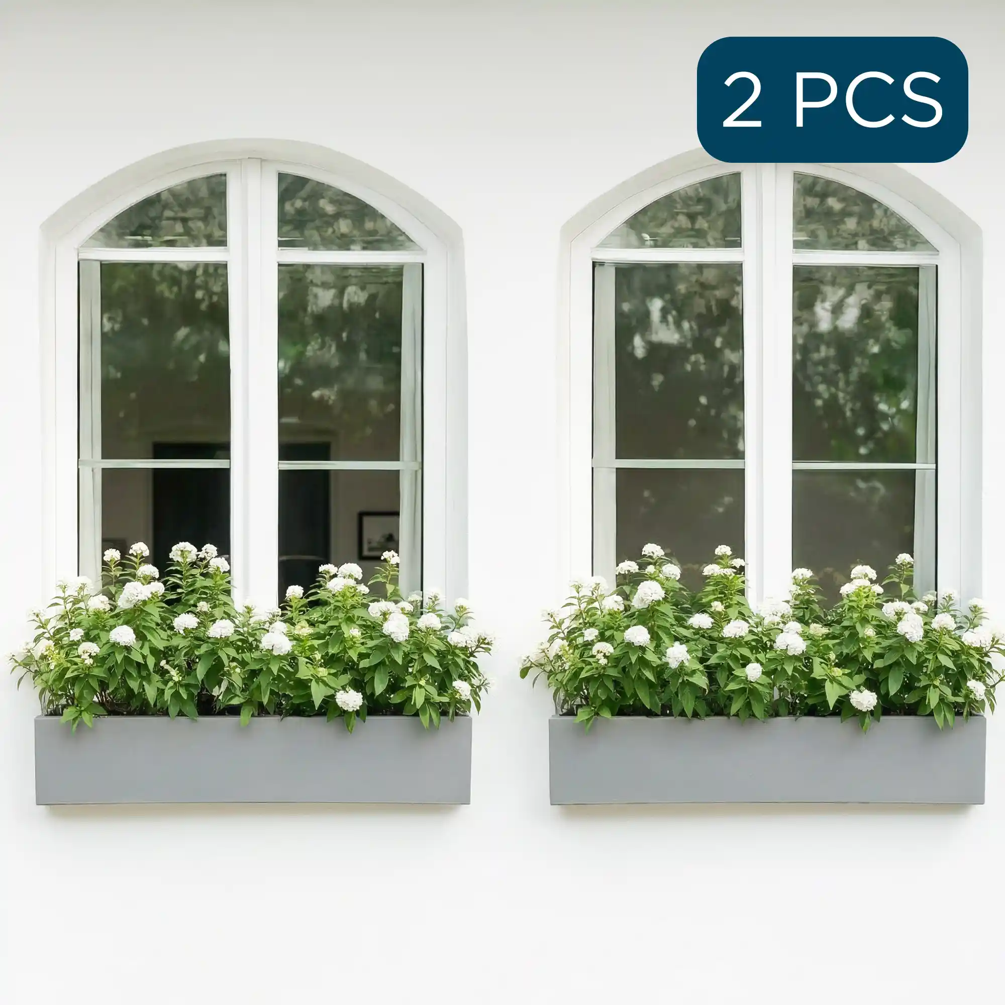 IDEALIST Lite Window Box Light Concrete Planter Set