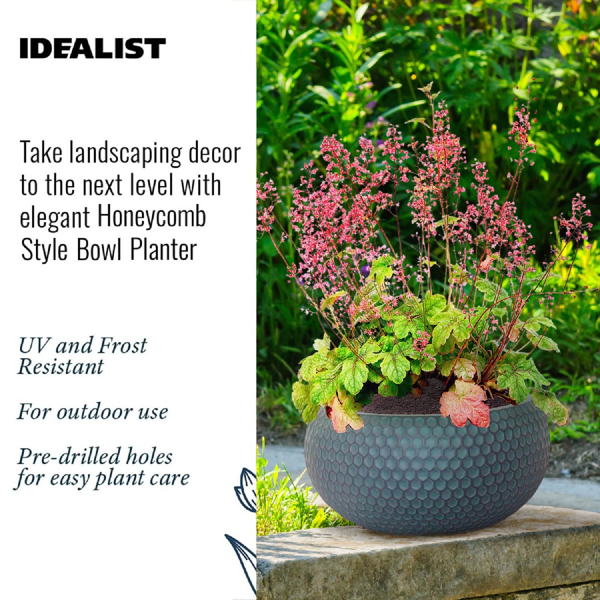 IDEALIST Lite Honeycomb Style Bowl Outdoor Planter