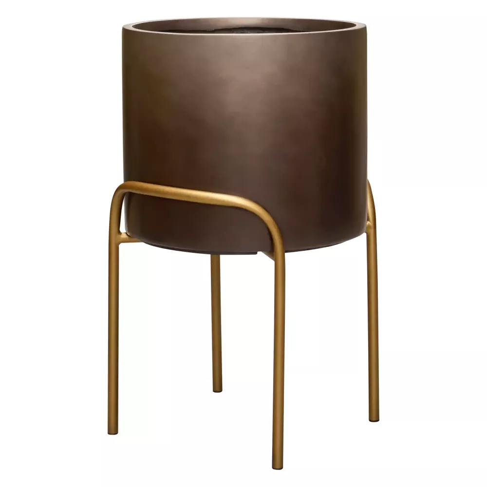 Gradient Cylinder Planter + High Plant Stand | Polyresin Indoor Plant Pot