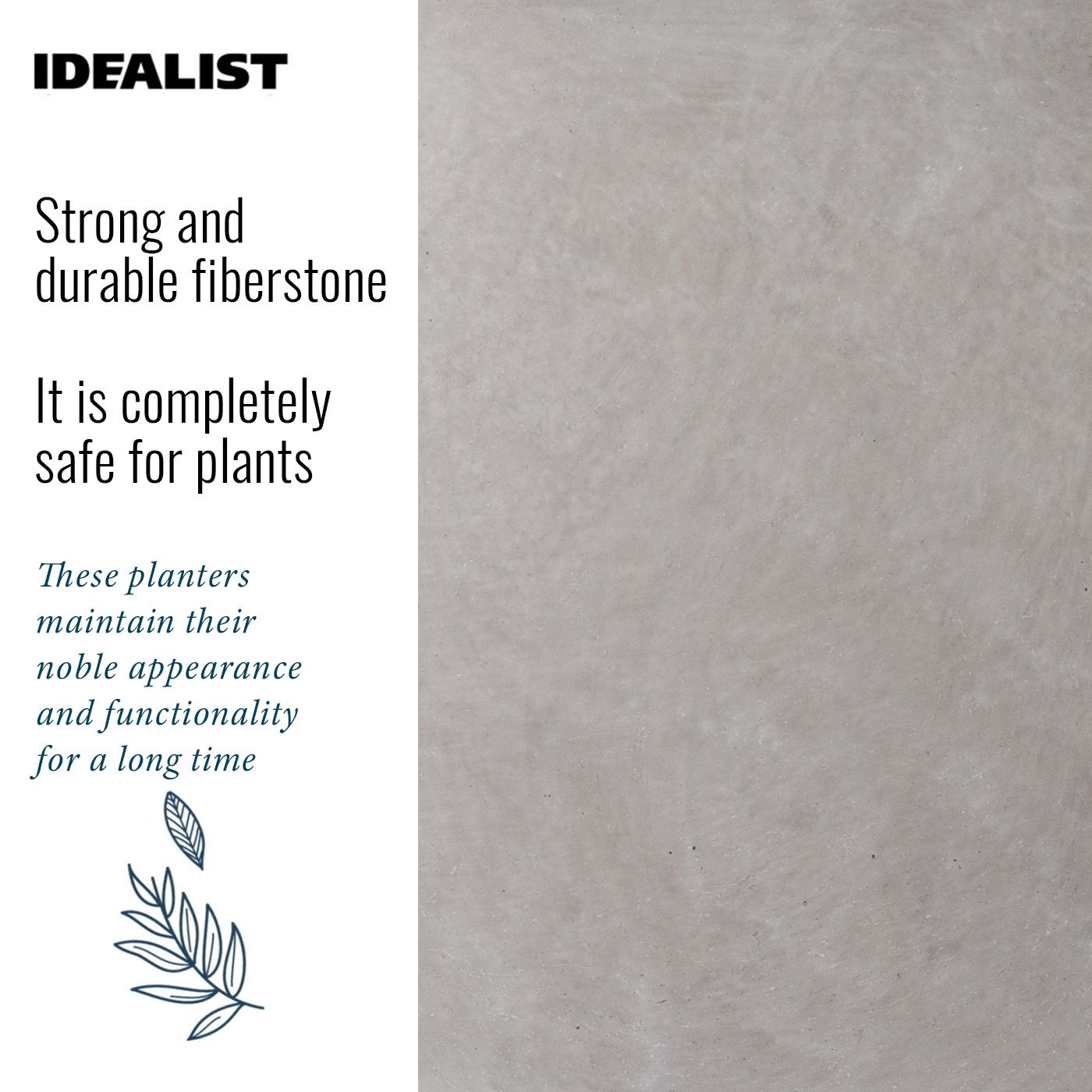 IDEALIST Lite Contemporary Light Concrete Trough Planter