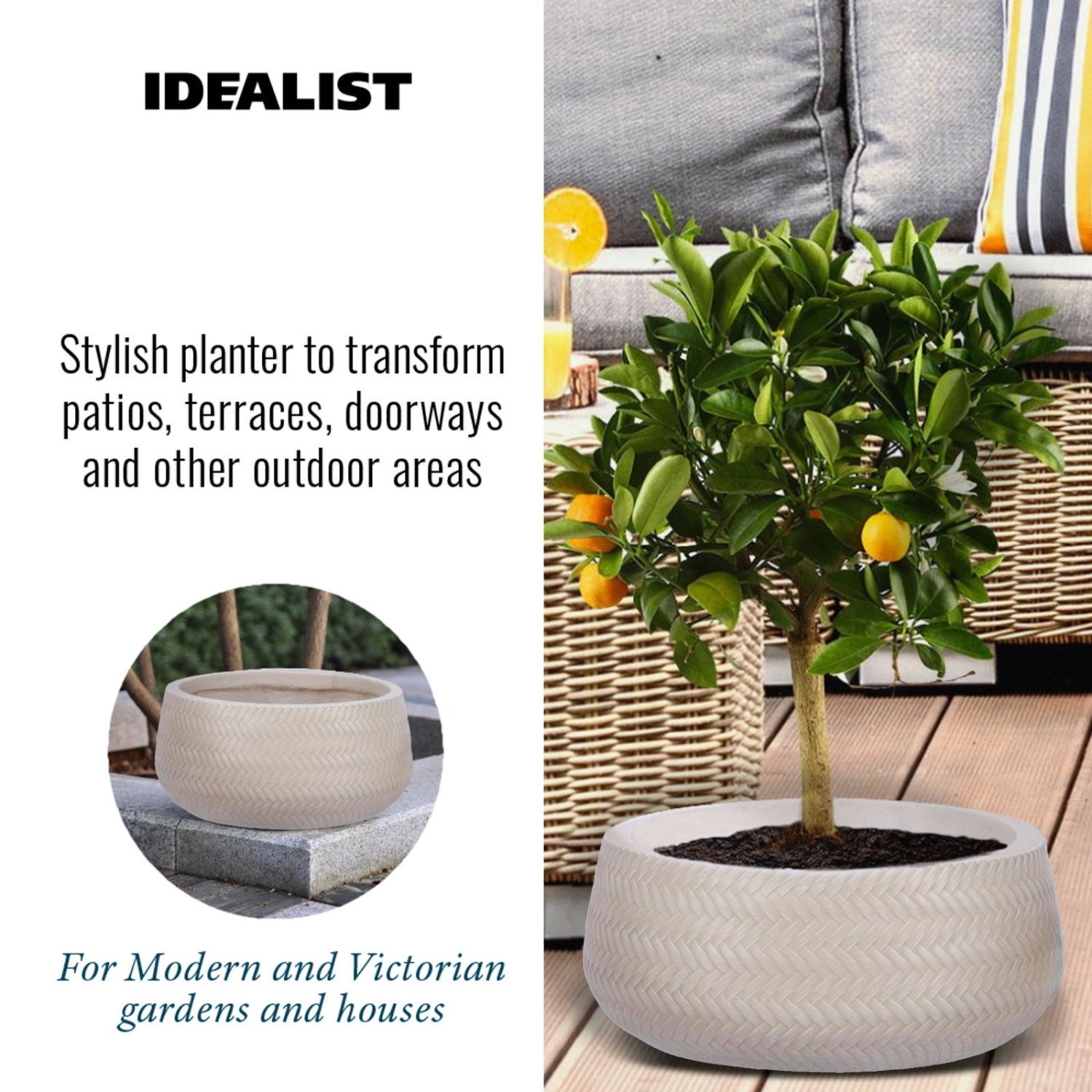 IDEALIST Lite Plaited Style Bowl Outdoor Planter