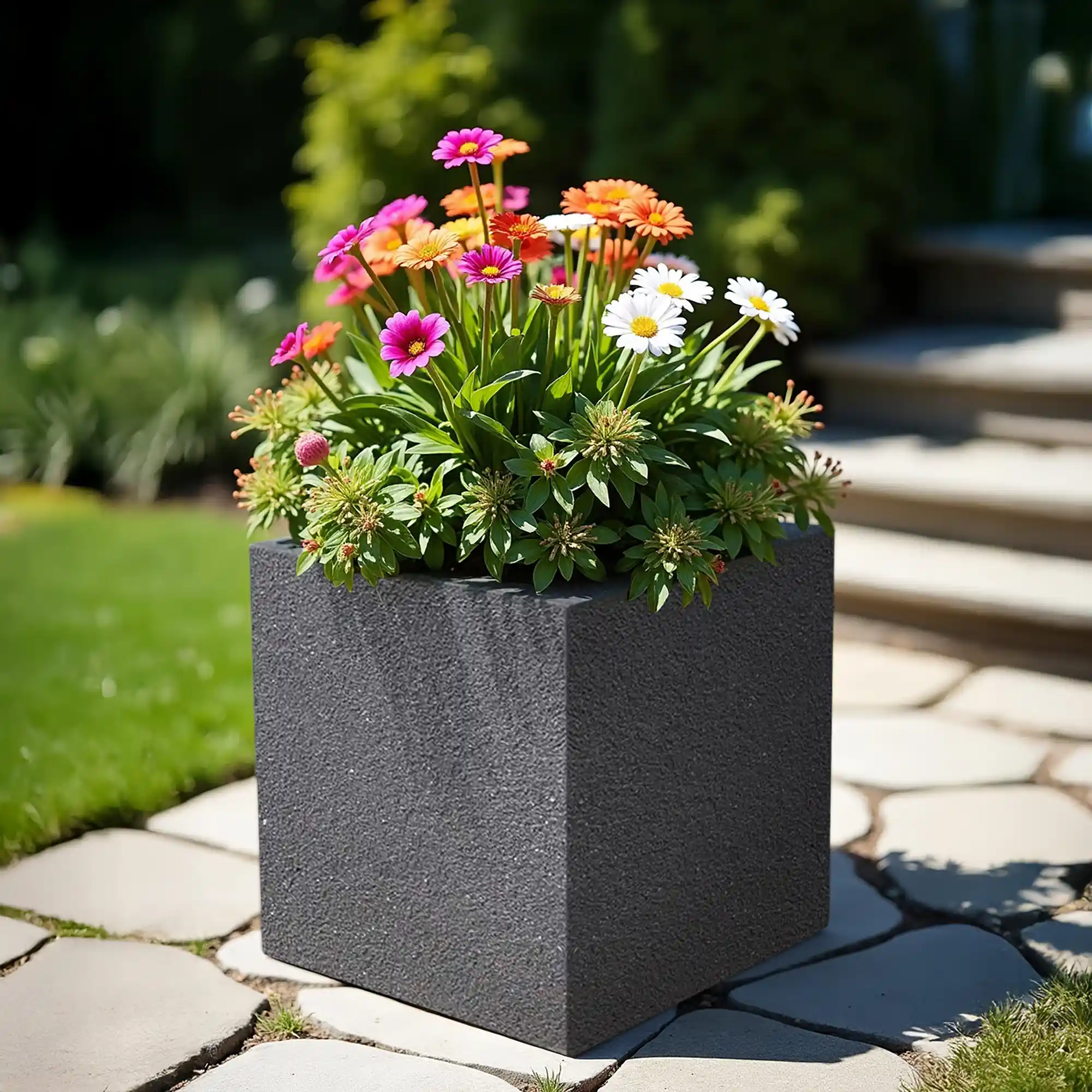 IDEALIST Lite Textured Concrete Effect Square Outdoor Planter