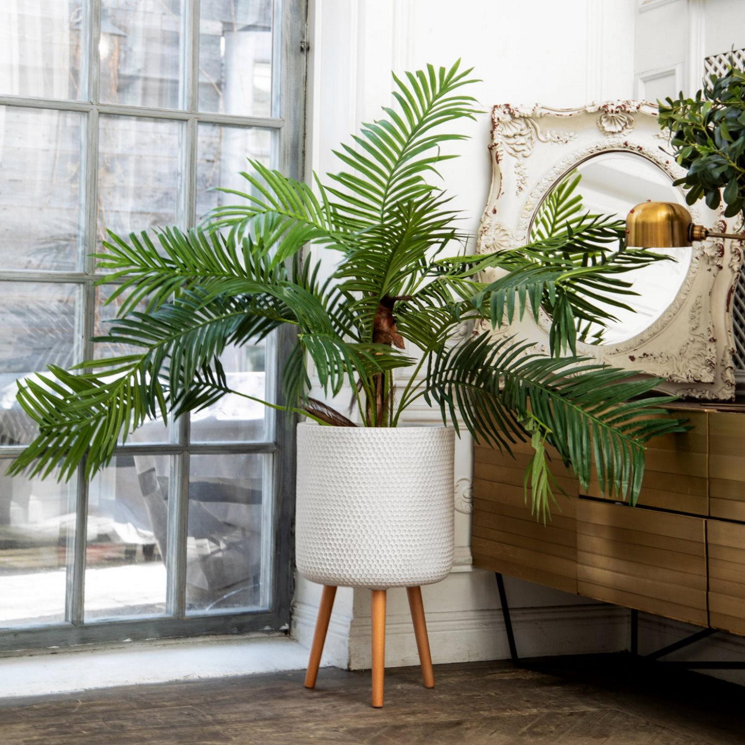 IDEALIST Lite Honeycomb Style Cylinder Planter on Legs, Round Pot Plant Stand Indoor