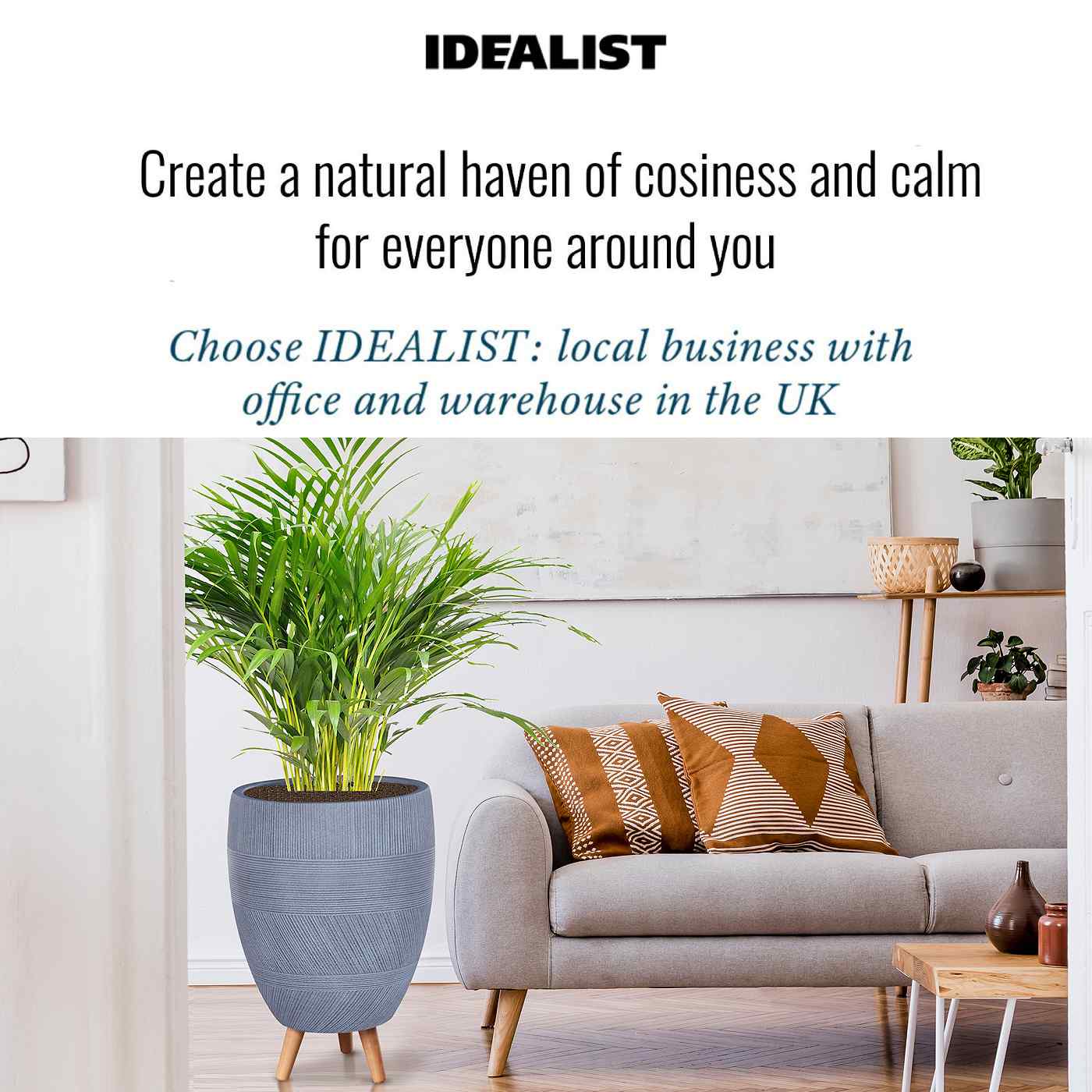 IDEALIST Lite Striped Egg Planter on Legs, Round Pot Plant Stand Indoor