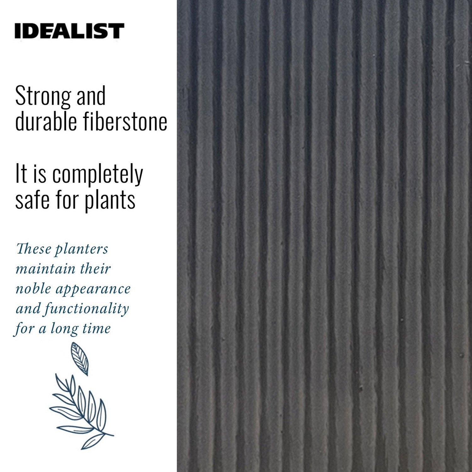 IDEALIST Lite Vertical Ribbed Square Effect Outdoor Planter