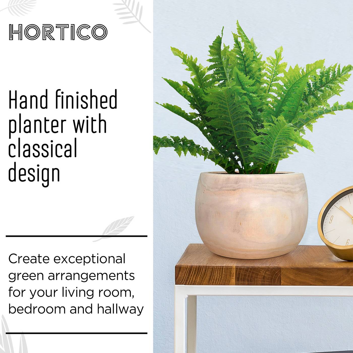 HORTICO ECO Wooden House Planter Round Indoor Plant Pot for House Plants with Waterproof Liner