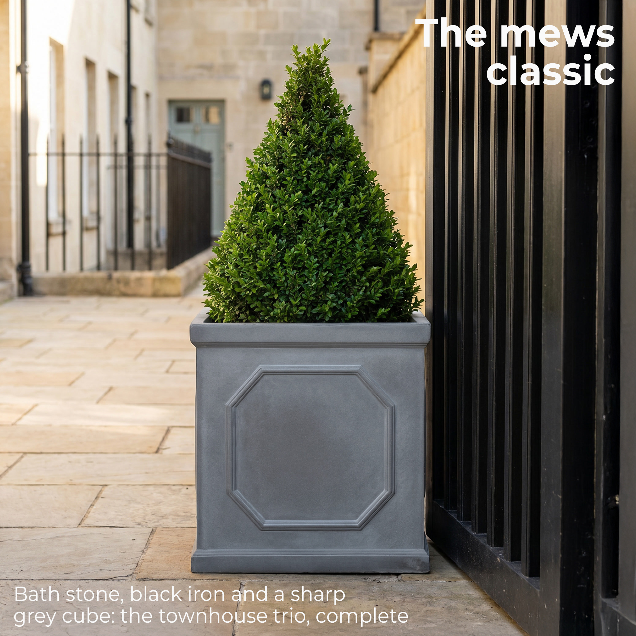 IDEALIST Lite Faux Lead Chelsea Box Square Light Concrete Planter