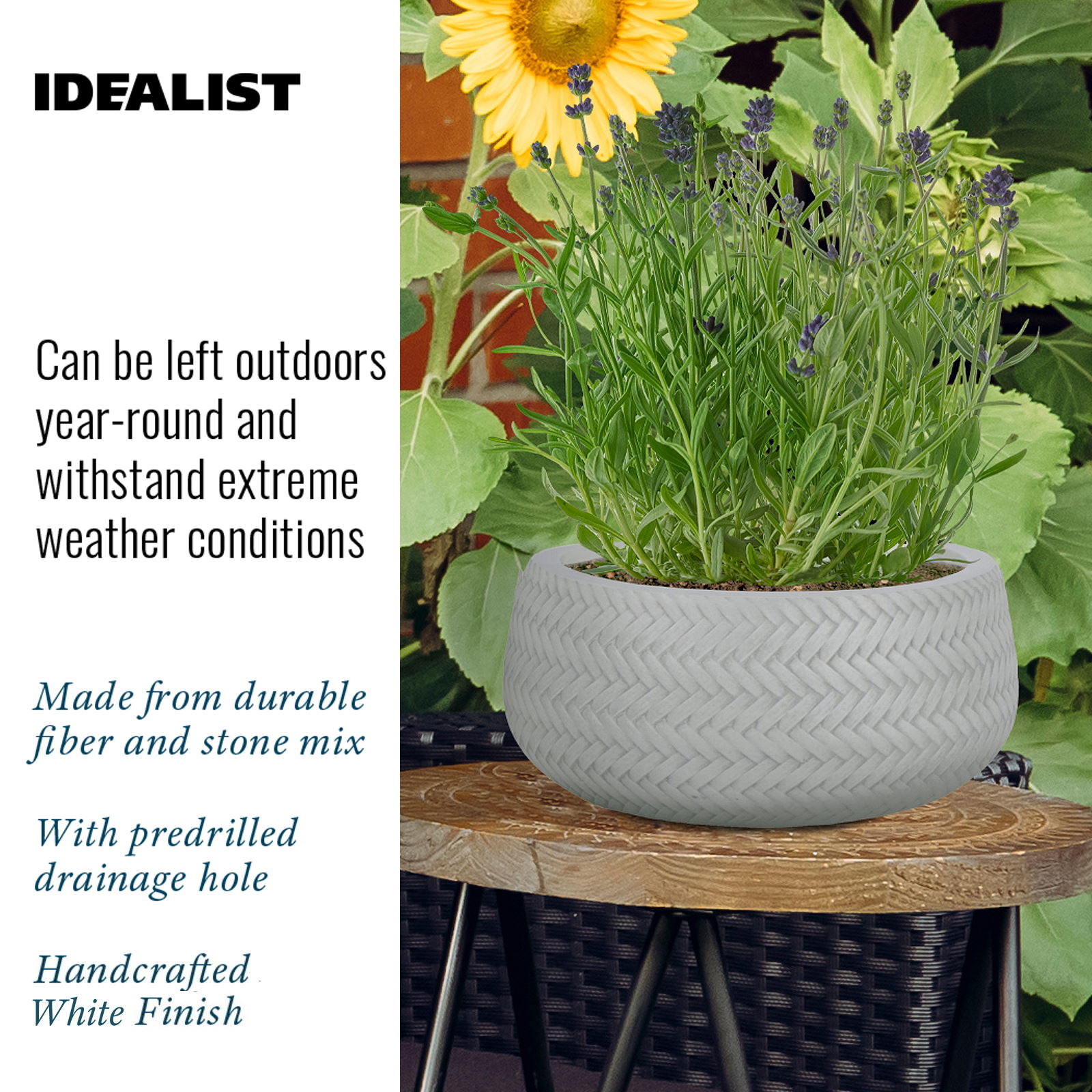 IDEALIST Lite Plaited Style Bowl Outdoor Planter