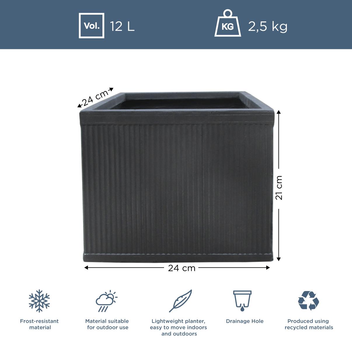 IDEALIST Lite Vertical Ribbed Vintage Style Square Planter