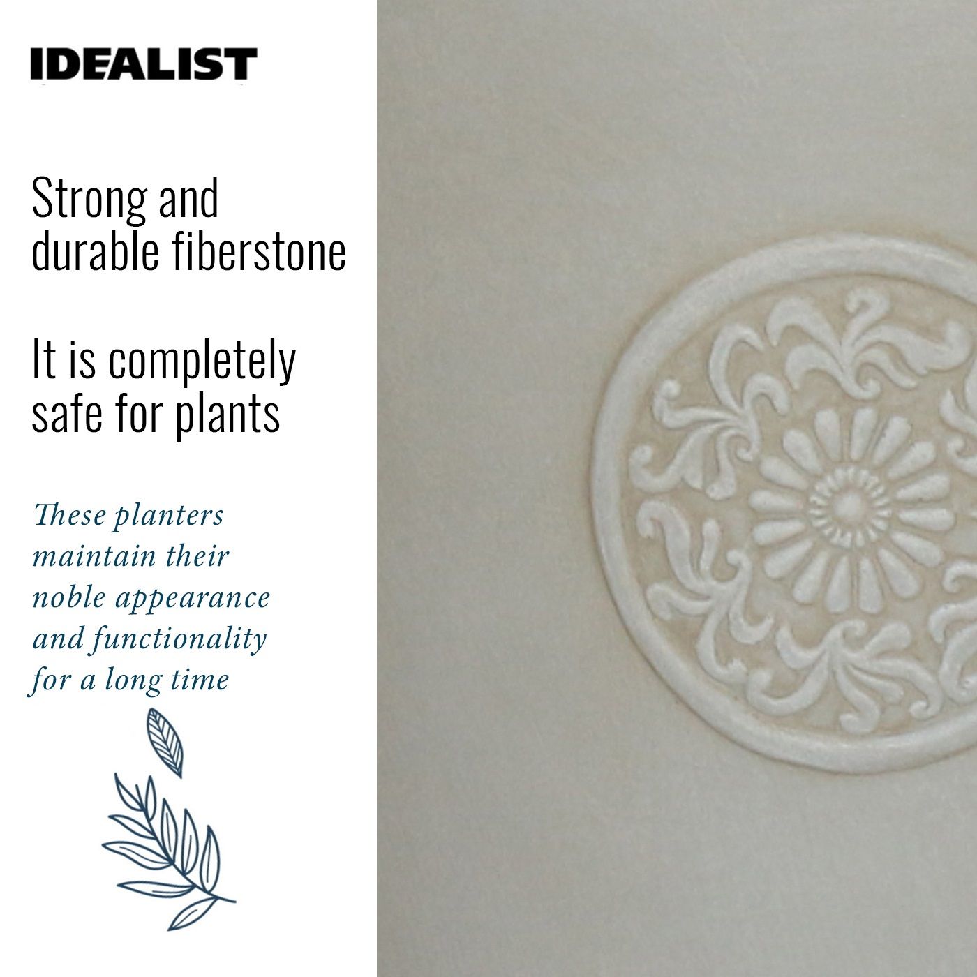 IDEALIST Lite Rustic Style Rolled Rim Vase Outdoor Planter