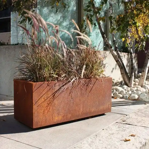 Andes Outdoor Corten Steel Trough Planter