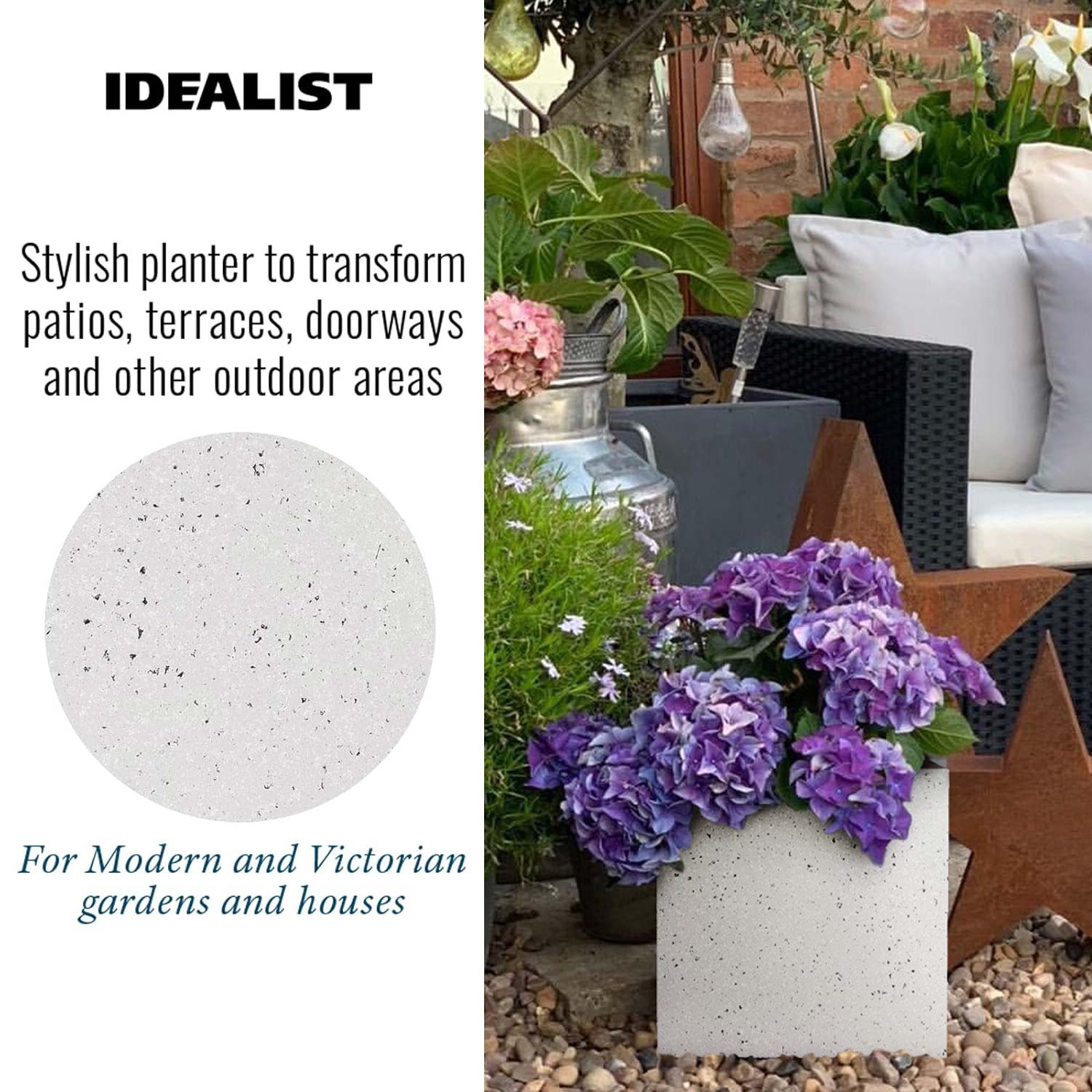 IDEALIST Lite Square Box Contemporary Marble Light Concrete Planter