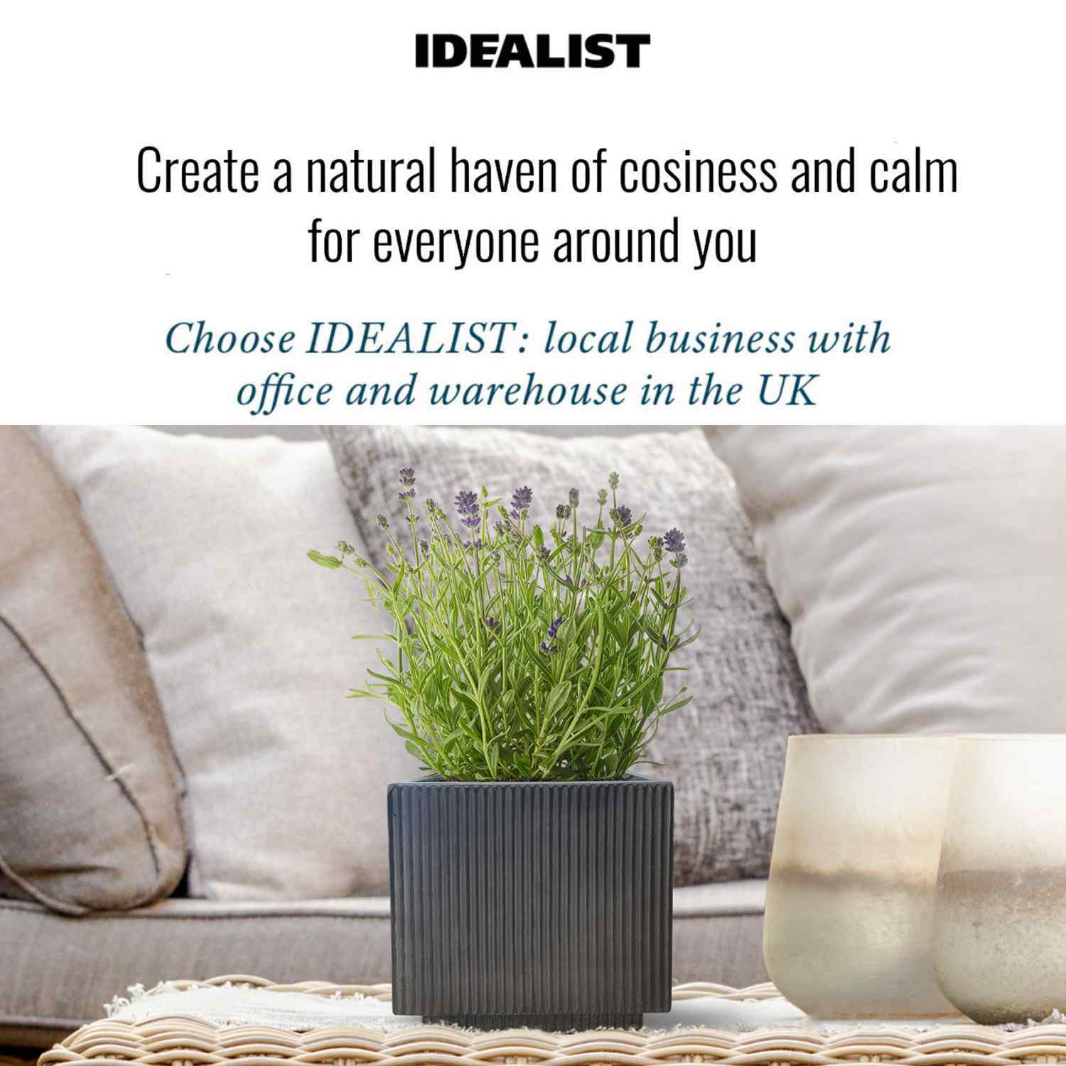 IDEALIST Lite Vertical Ribbed Square Effect Outdoor Planter