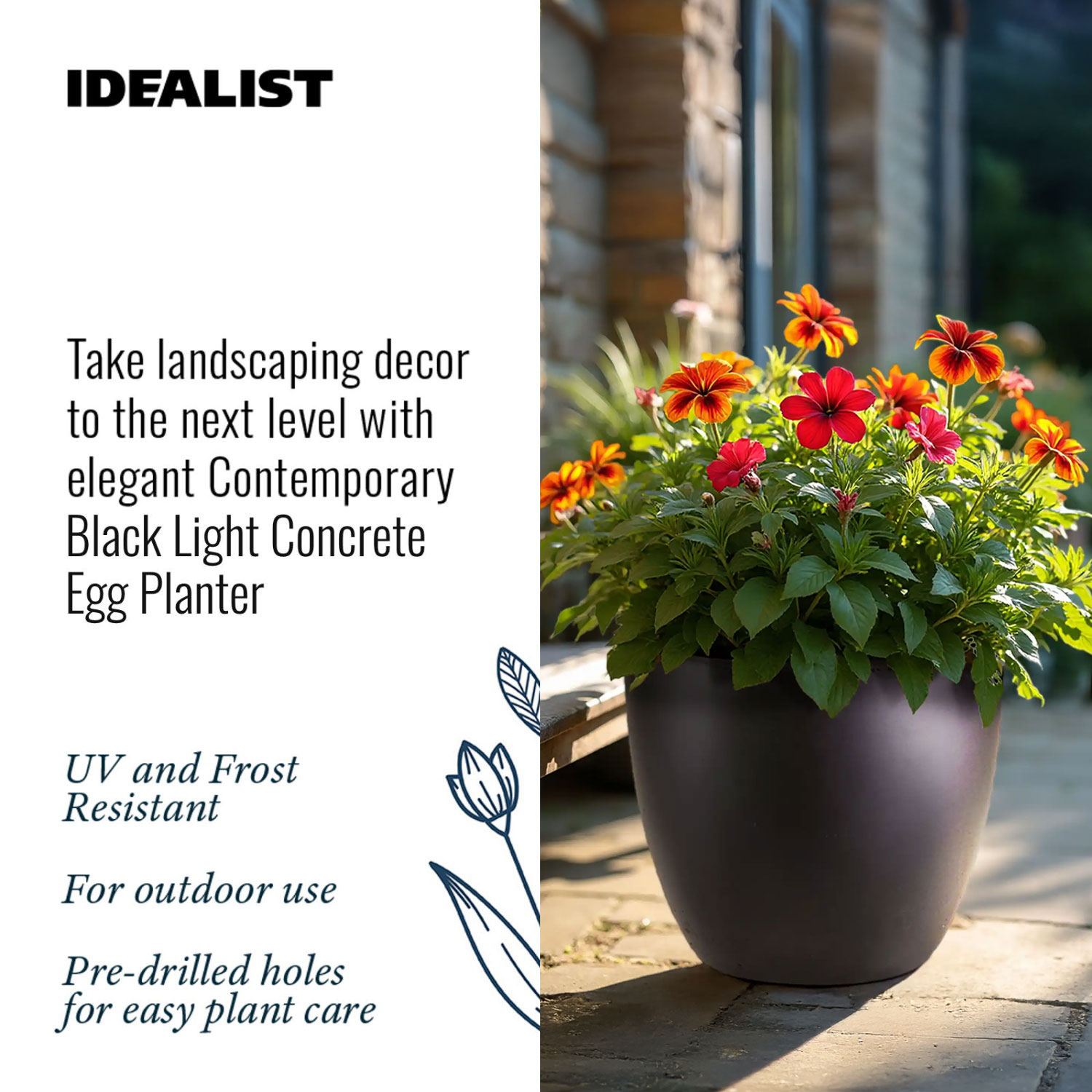 IDEALIST Lite Contemporary Light Concrete Egg Planter