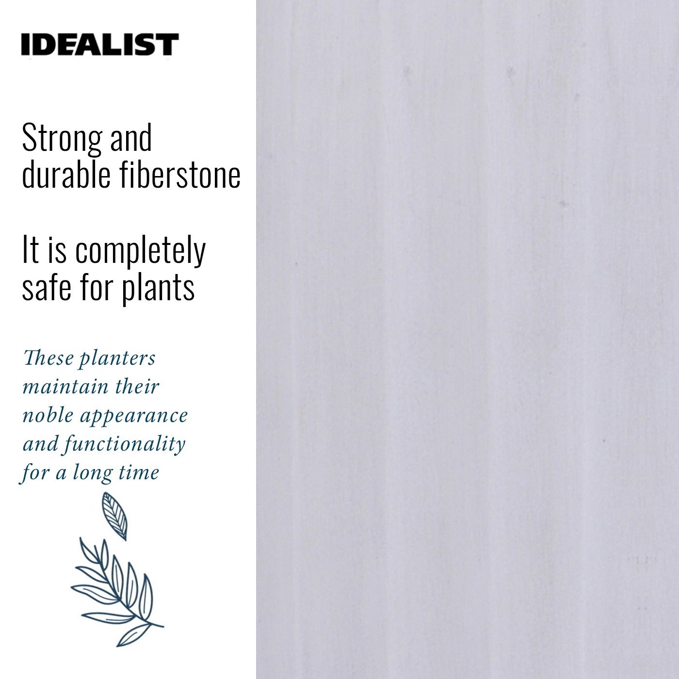 IDEALIST Lite Modern Ribbed Cylinder Planter on Legs, Round Pot Plant Stand Indoor