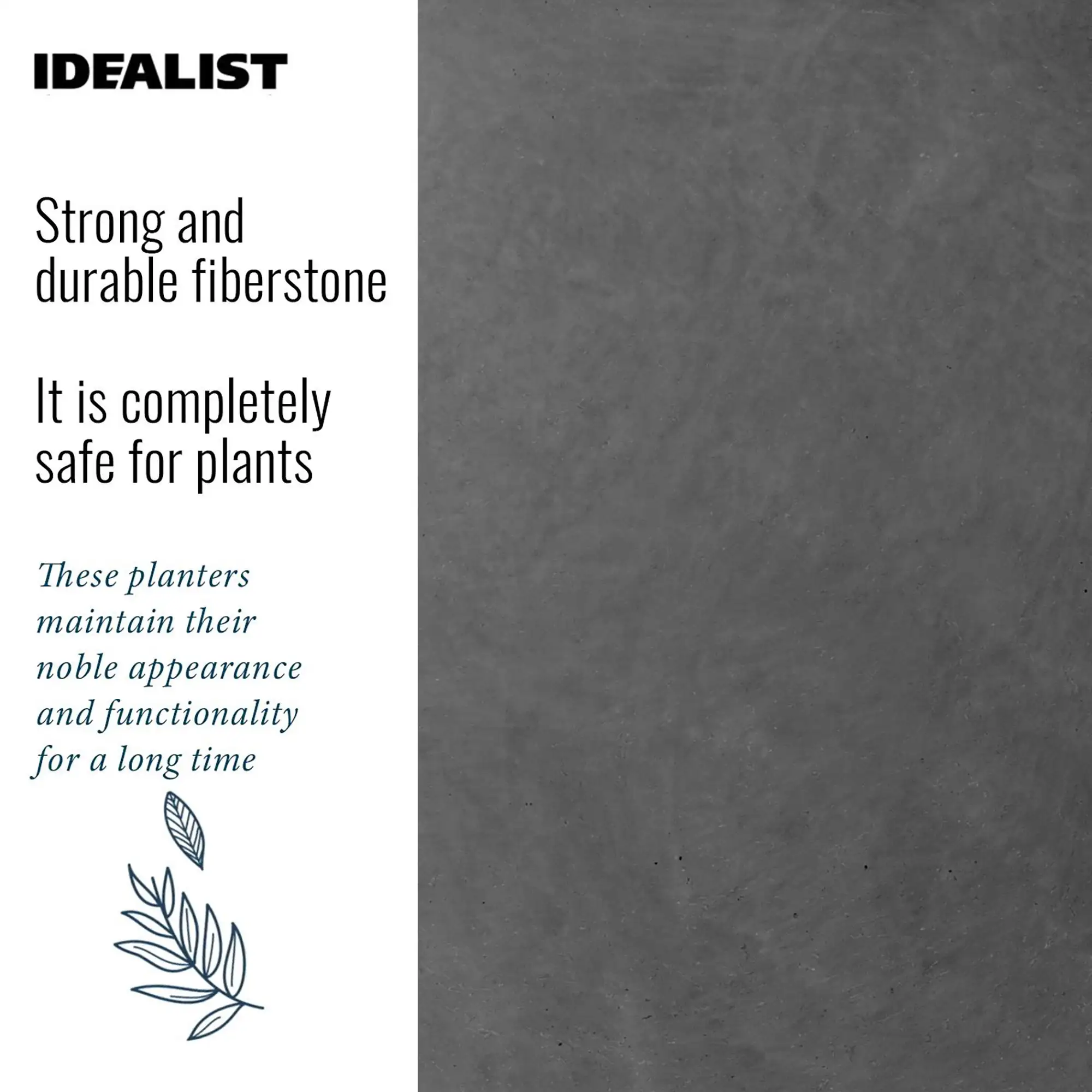 IDEALIST Lite Contemporary Light Concrete High Trough Planter Set