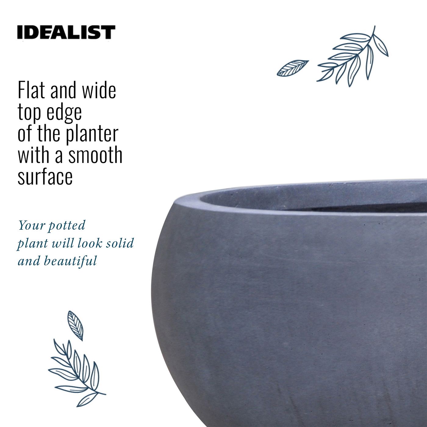 IDEALIST Lite Classic Smooth Bowl Outdoor Planter