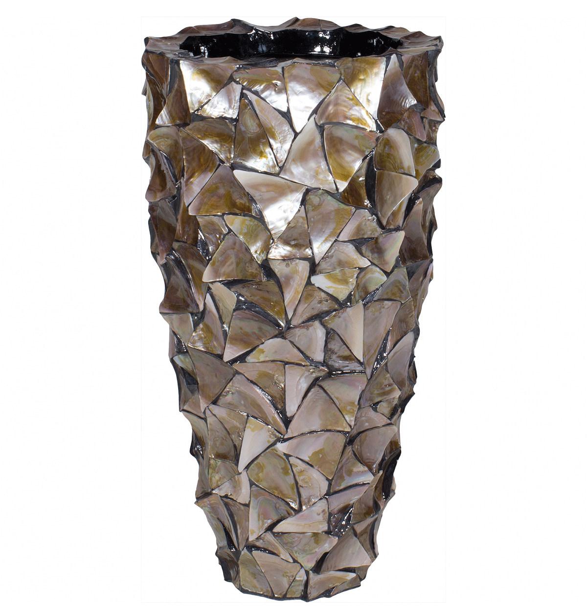 Shell Conical Round Tall Polystone Indoor Planter