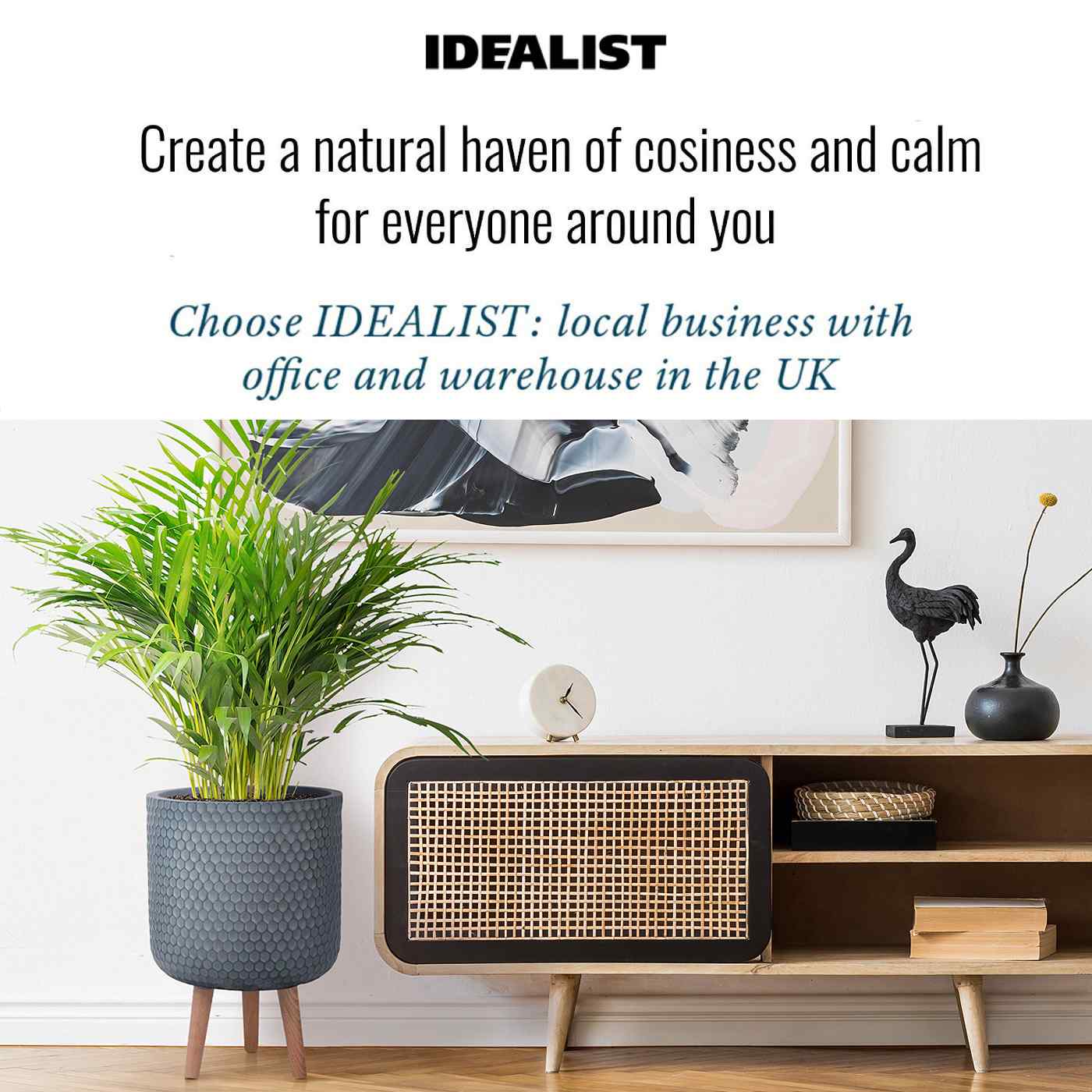 IDEALIST Lite Honeycomb Style Cylinder Planter on Legs, Round Pot Plant Stand Indoor