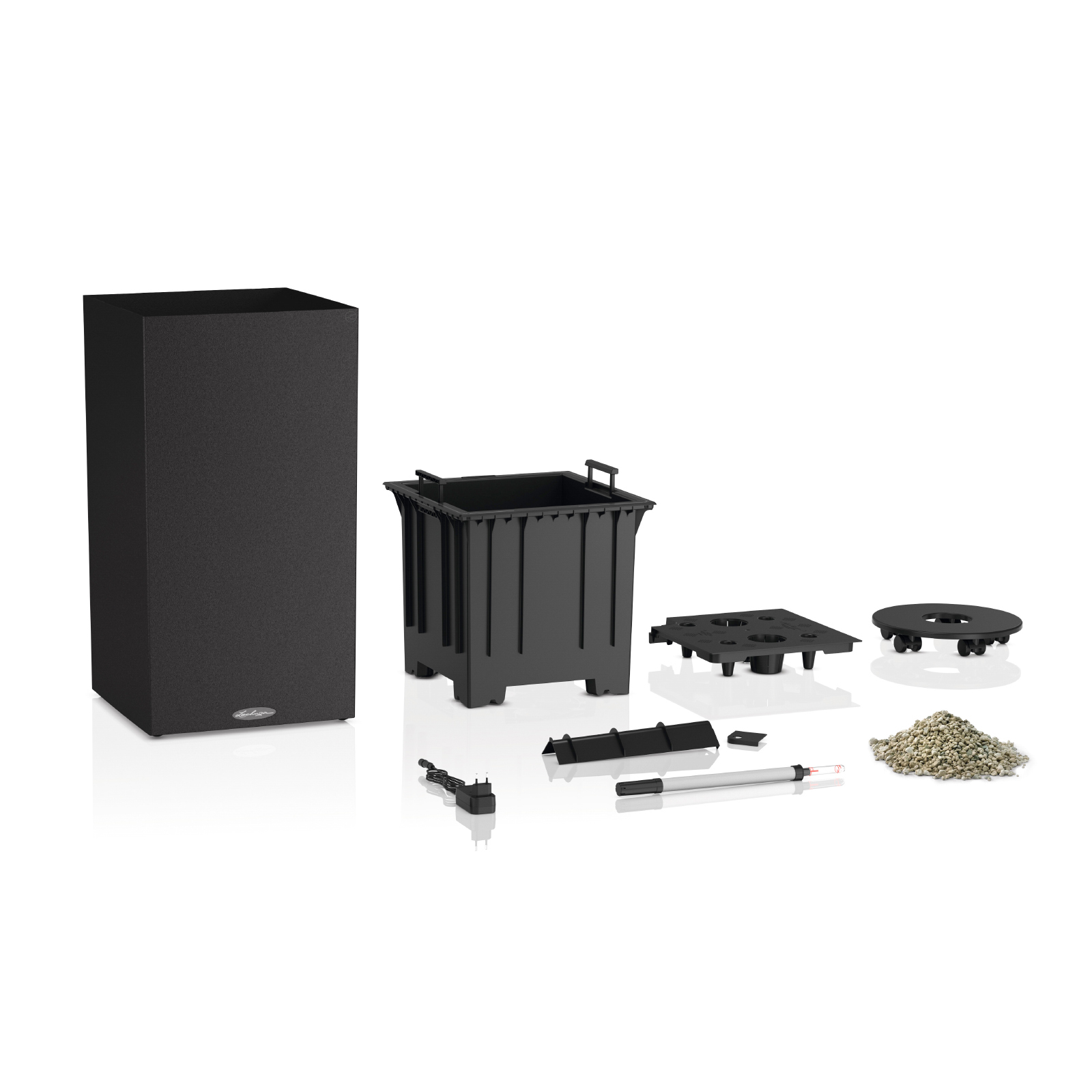 LECHUZA CANTO Stone High LED Square Tall Poly Resin Self-watering Planter