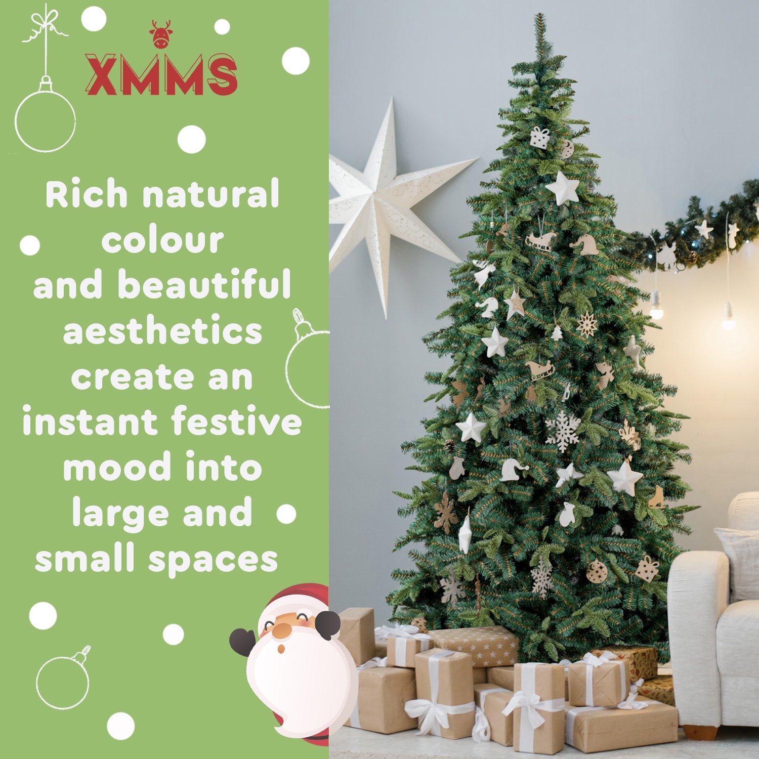 XMMS Swansea Artificial Christmas Tree with Tree Skirt & Cotton Gloves Real Touch Mixed Pine and Fir