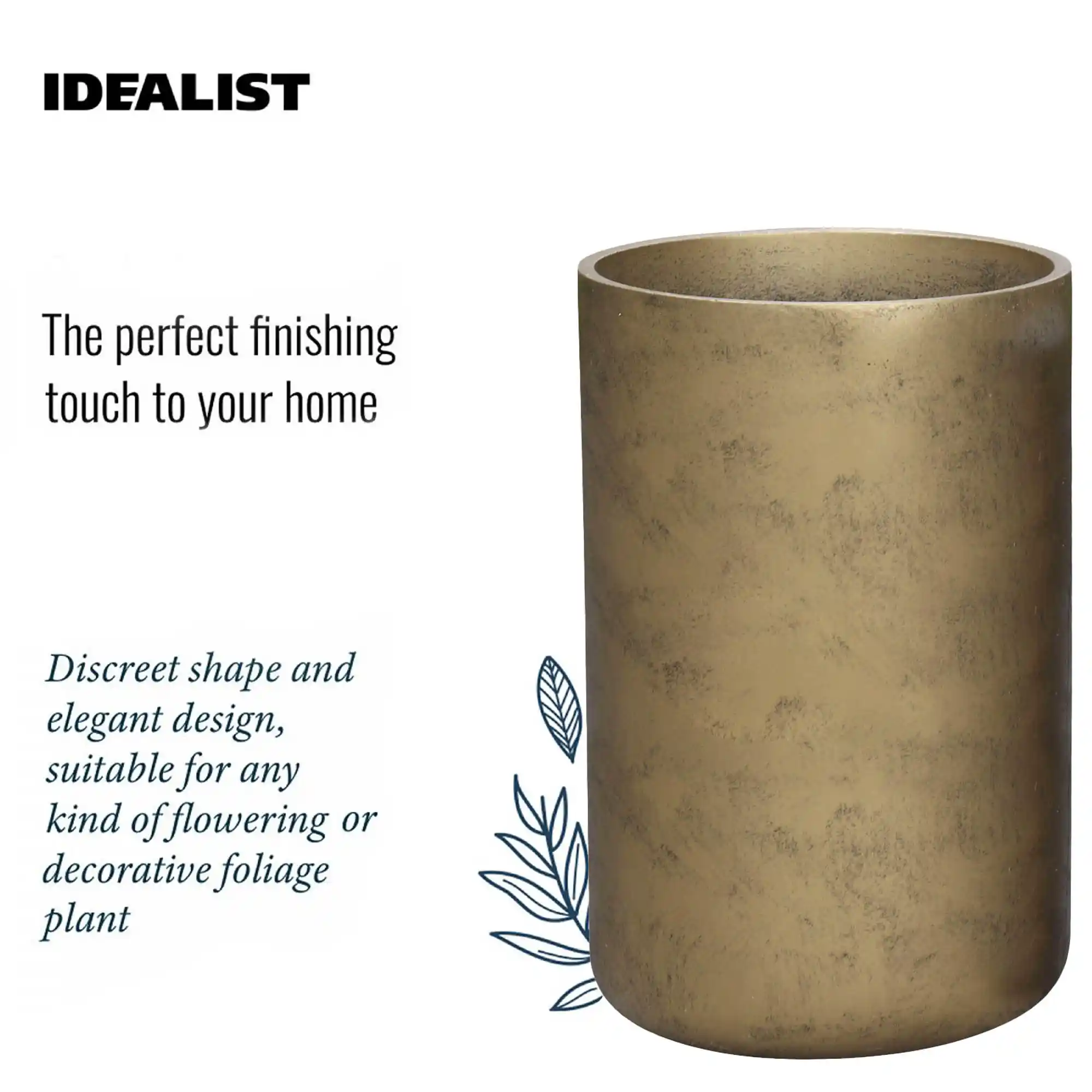IDEALIST Lite Tall Round Metallic Indoor Planter