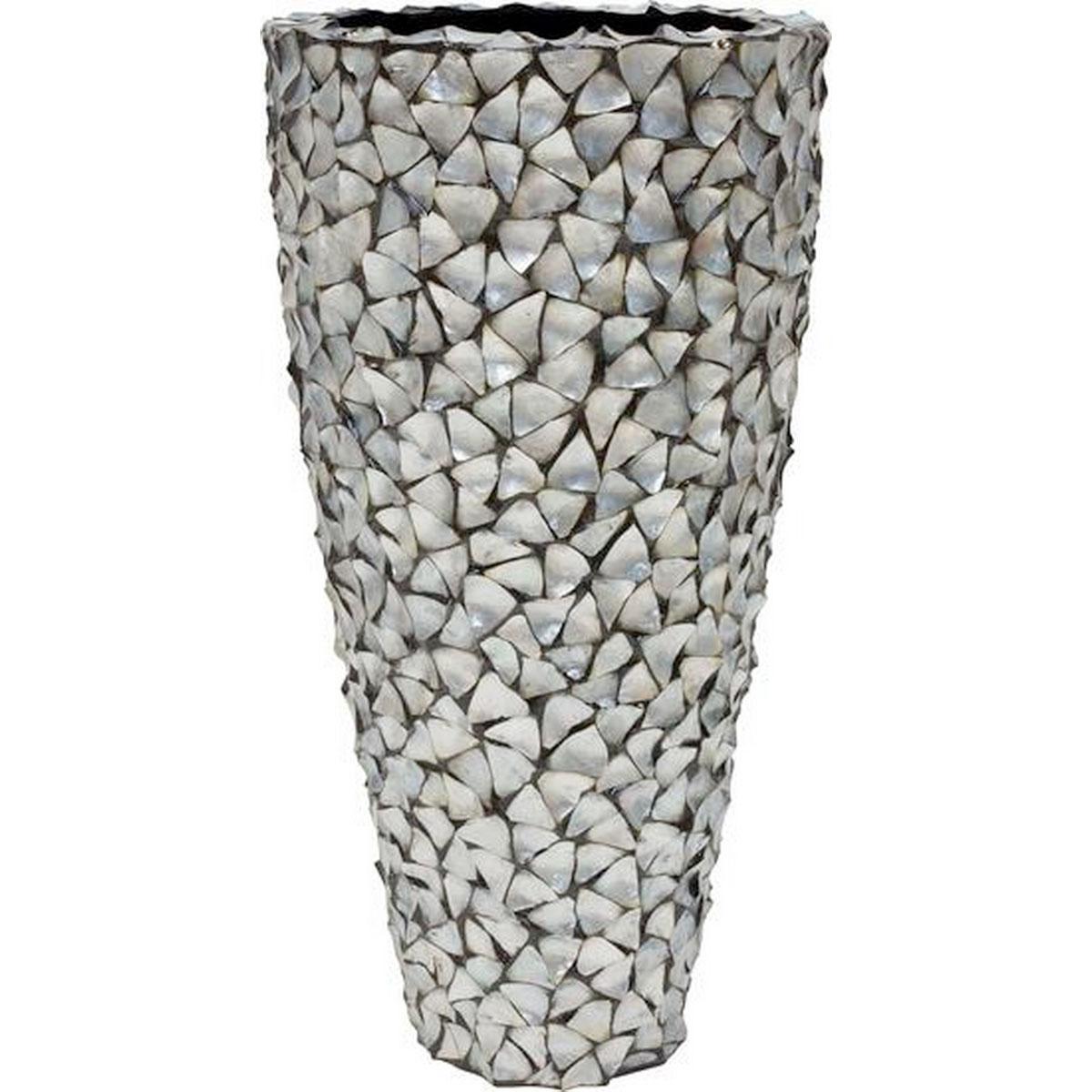 Shell Conical Round Tall Polystone Indoor Planter
